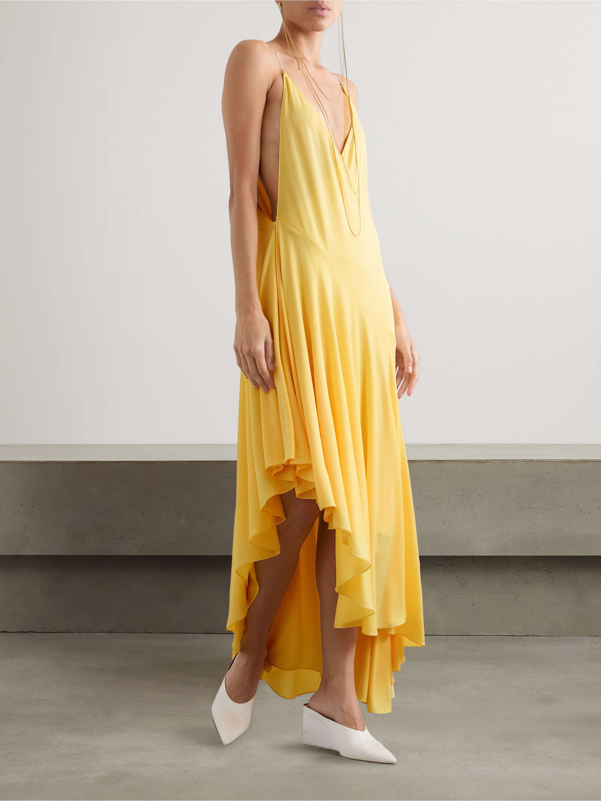 Asymmetric jersey midi dress view