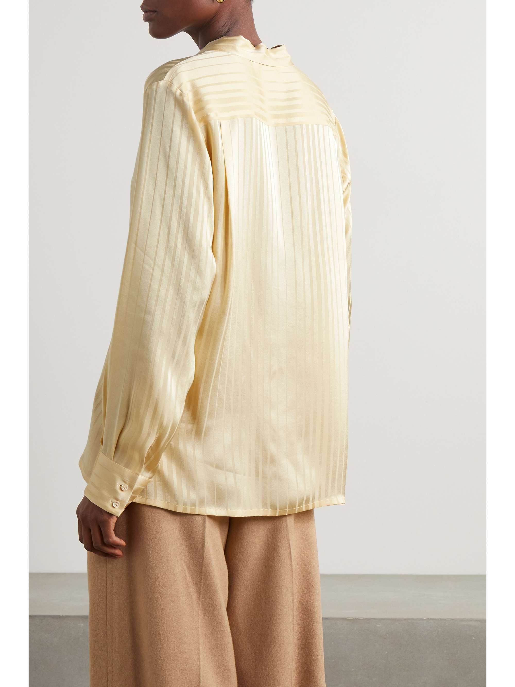Kya tie-detailed striped silk-jacquard blouse view