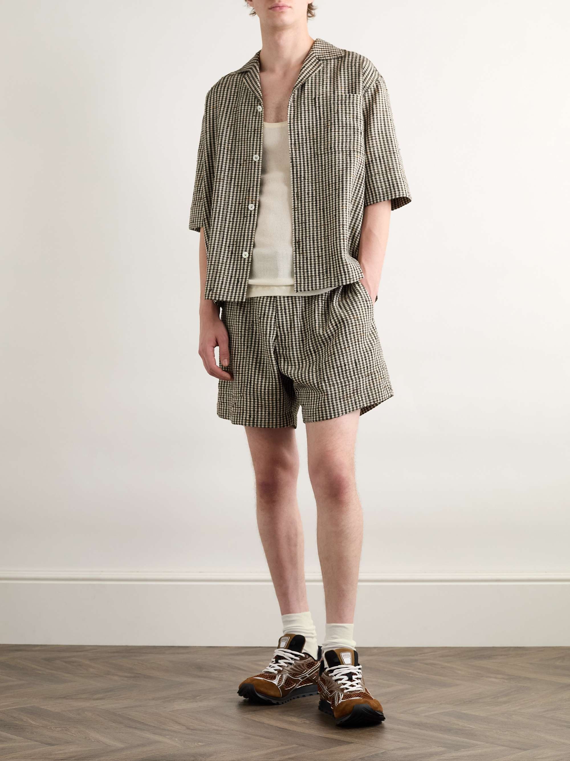 Straight-Leg Checked Woven Shorts view