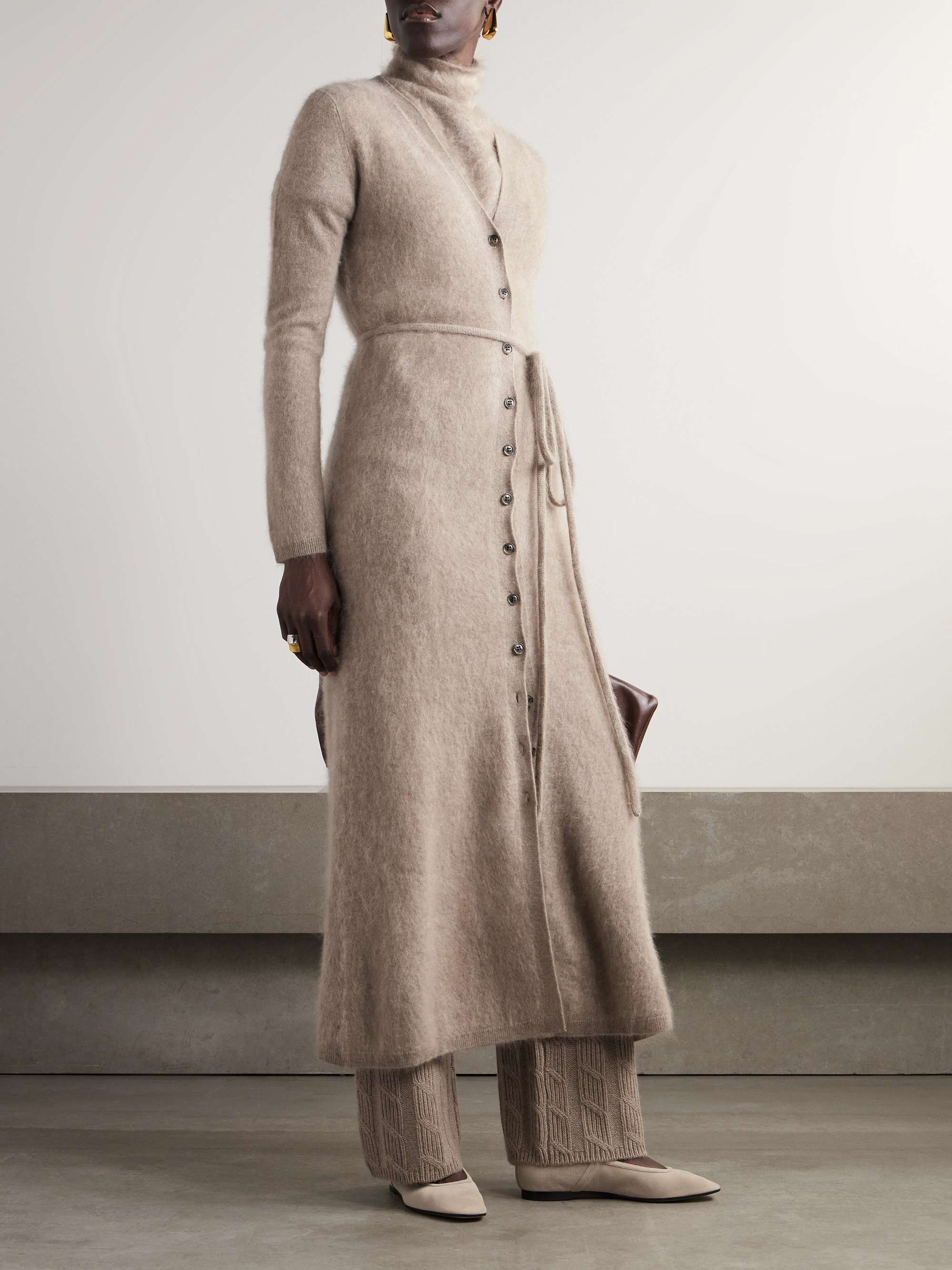 Carlie belted brushed organic cashmere cardigan view