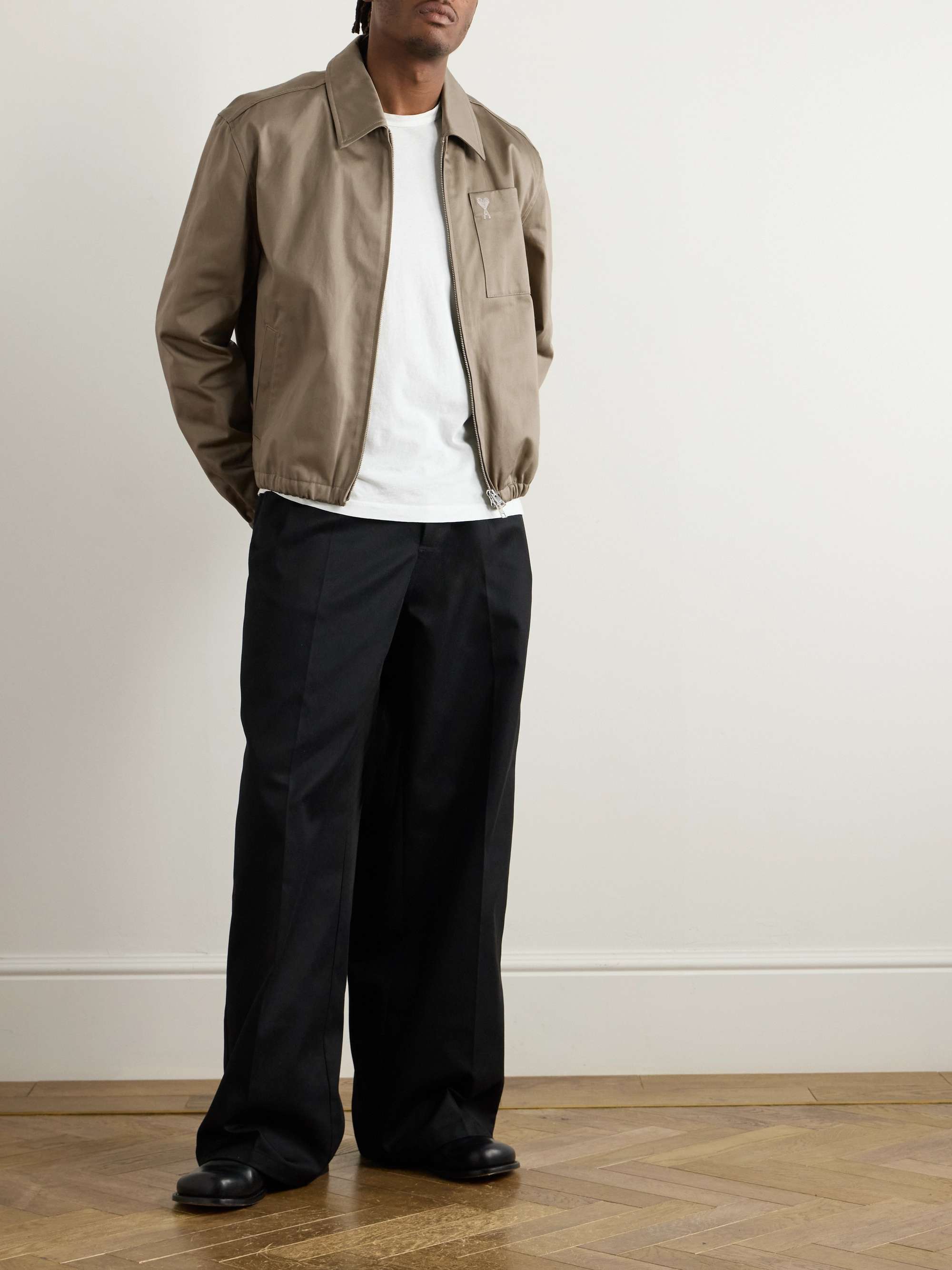 Logo-Embroidered Cotton-Gabardine Blouson Jacket view