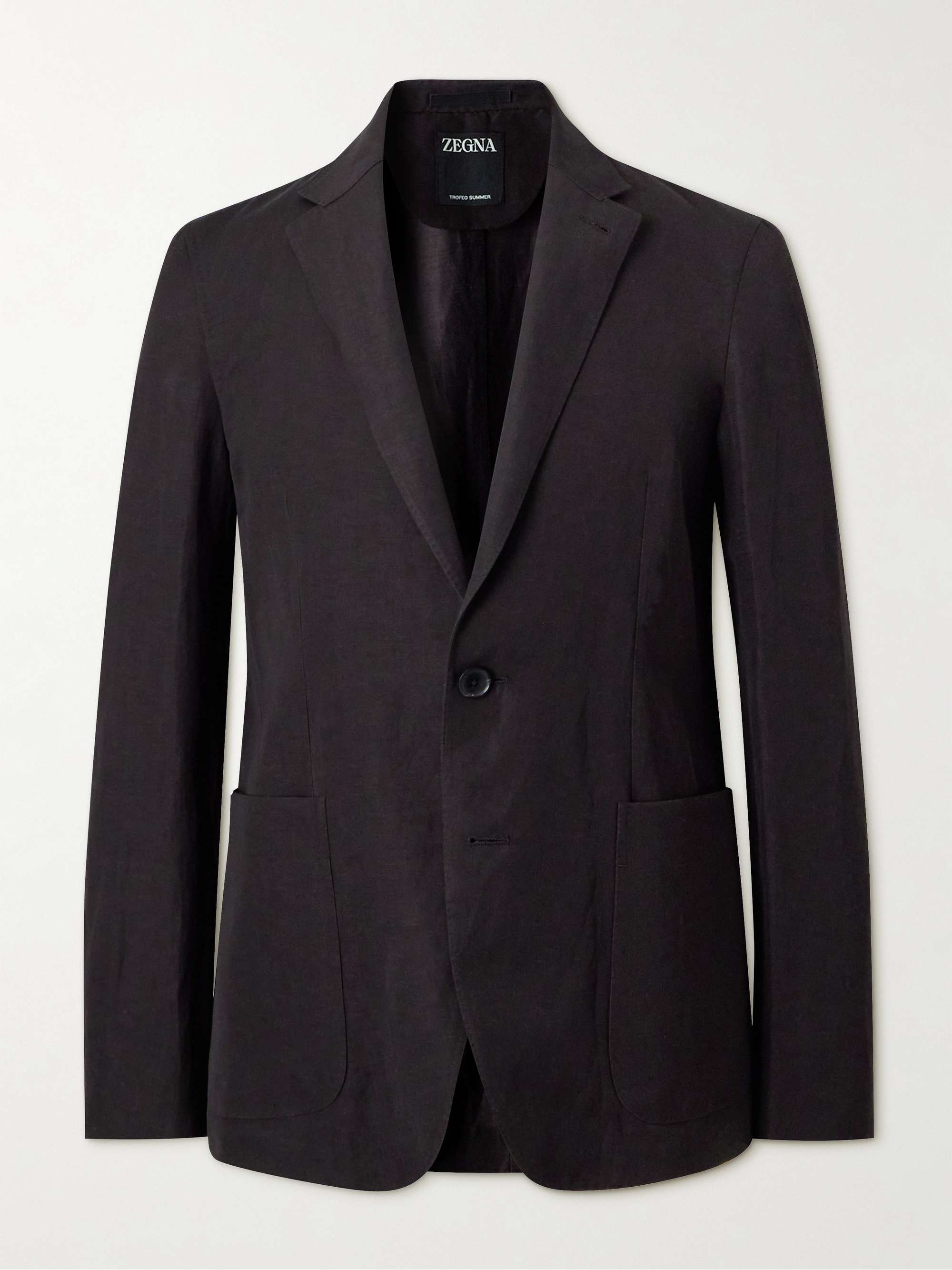 Slim-Fit Wool and Linen-Blend Suit Jacket view