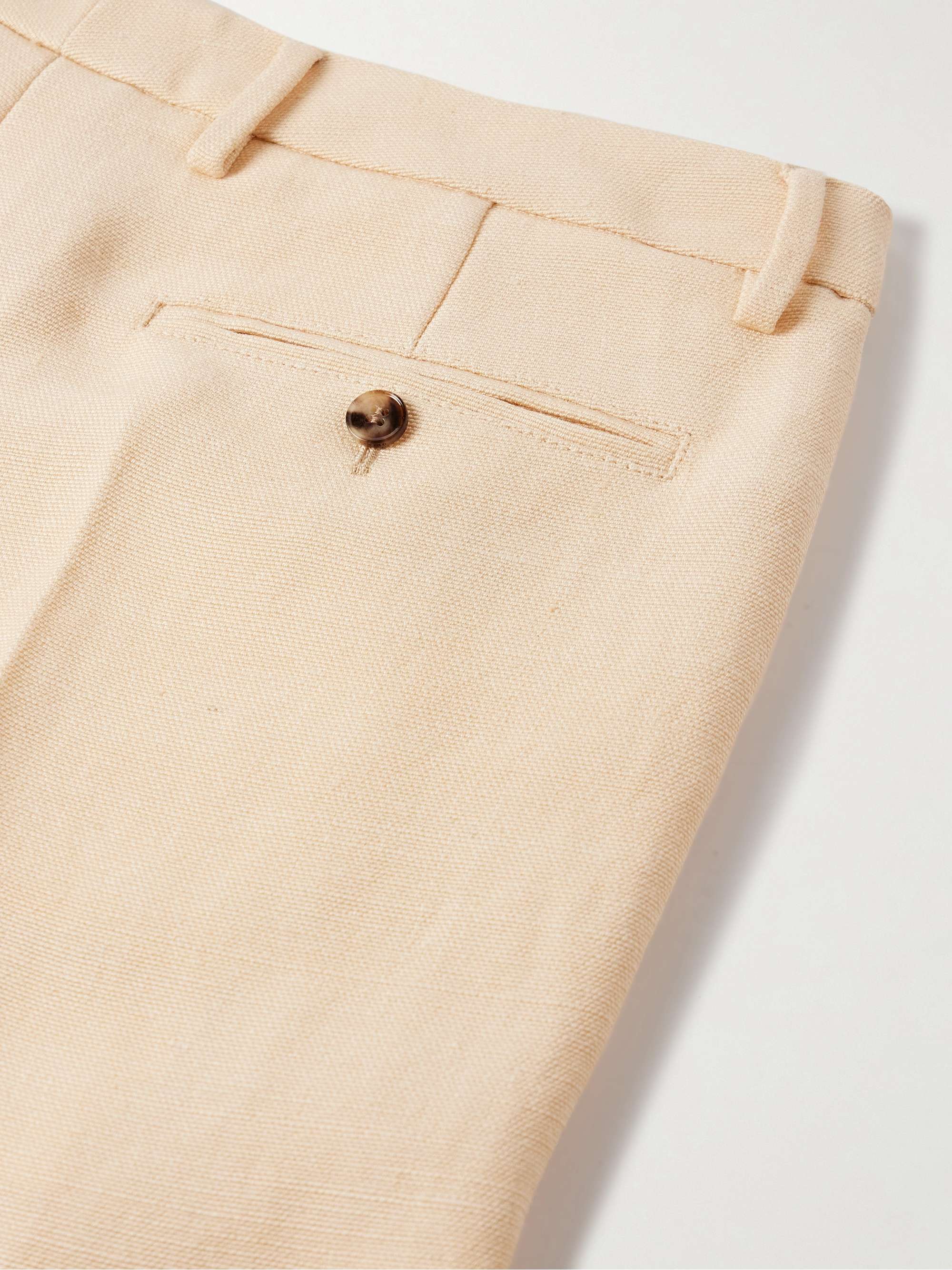 Wide-Leg Pleated Canvas Shorts view