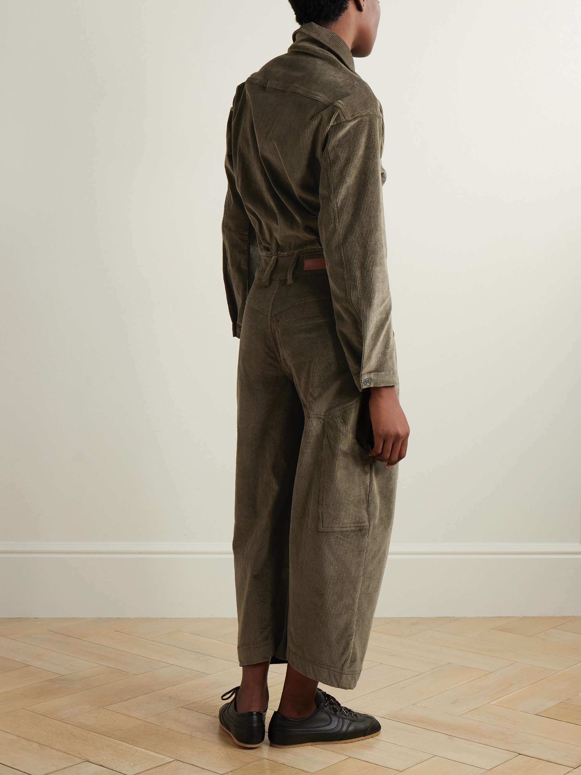 New Yorker cropped cotton-blend corduroy jumpsuit view
