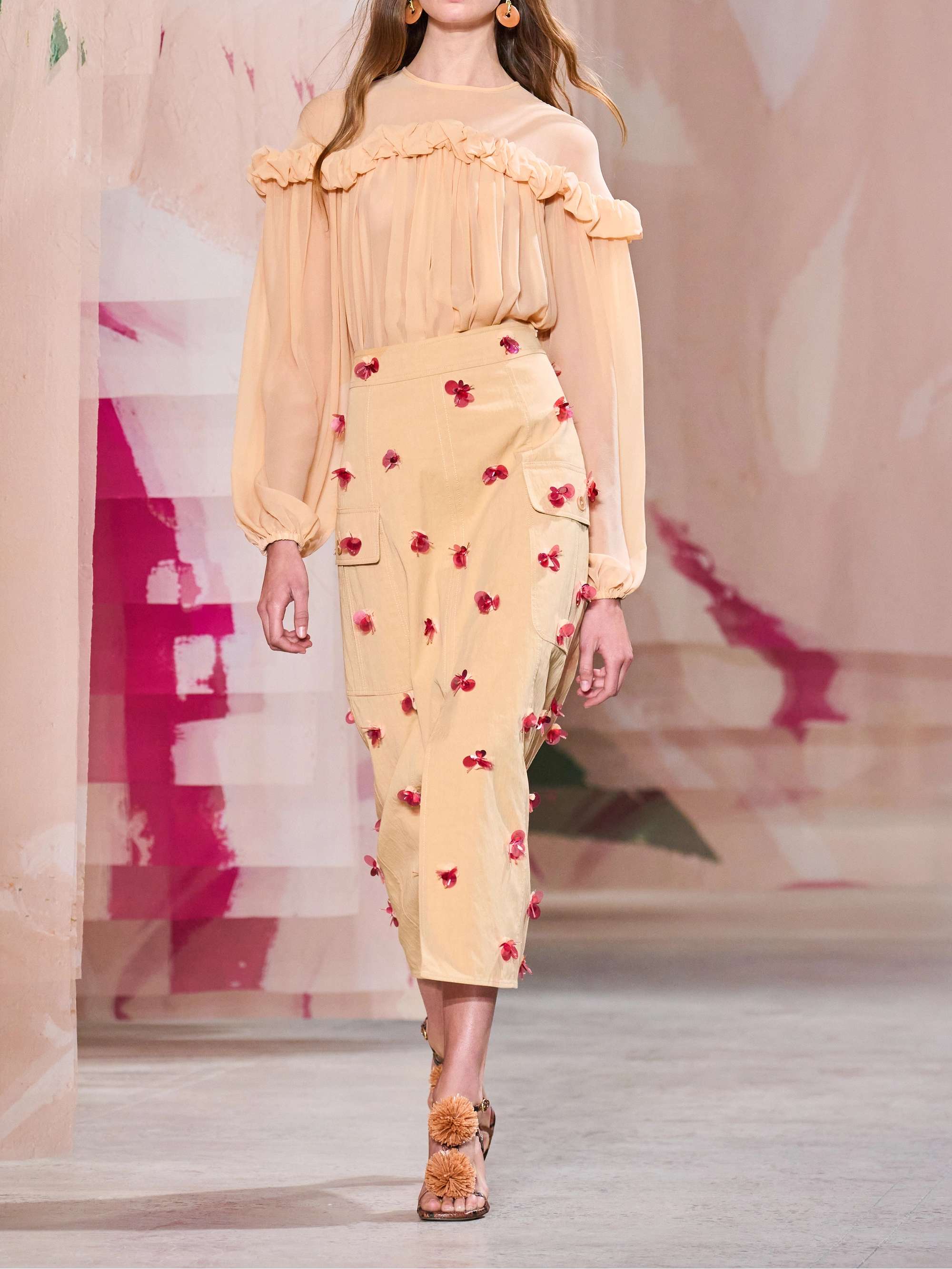 Peggy ruffled gathered silk crepe de chine blouse view