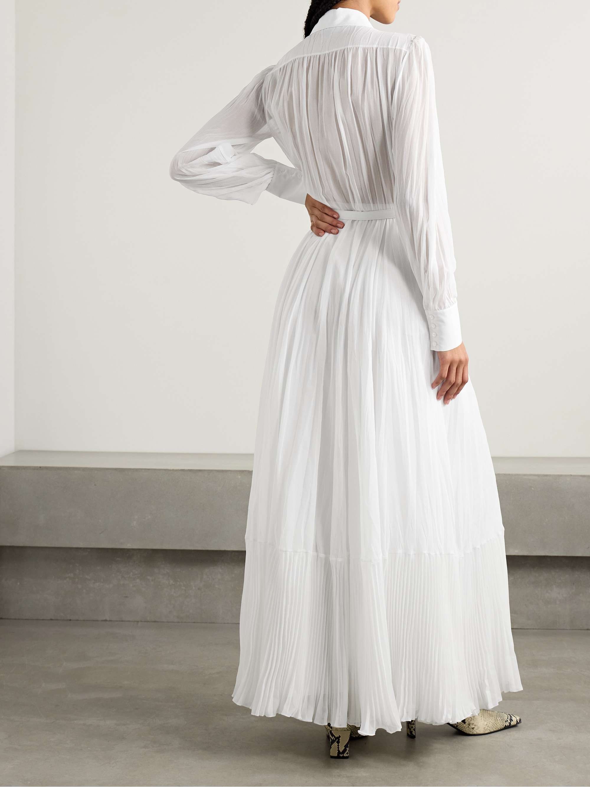 Seymour belted guipure lace-trimmed cotton-blend voile maxi dress view