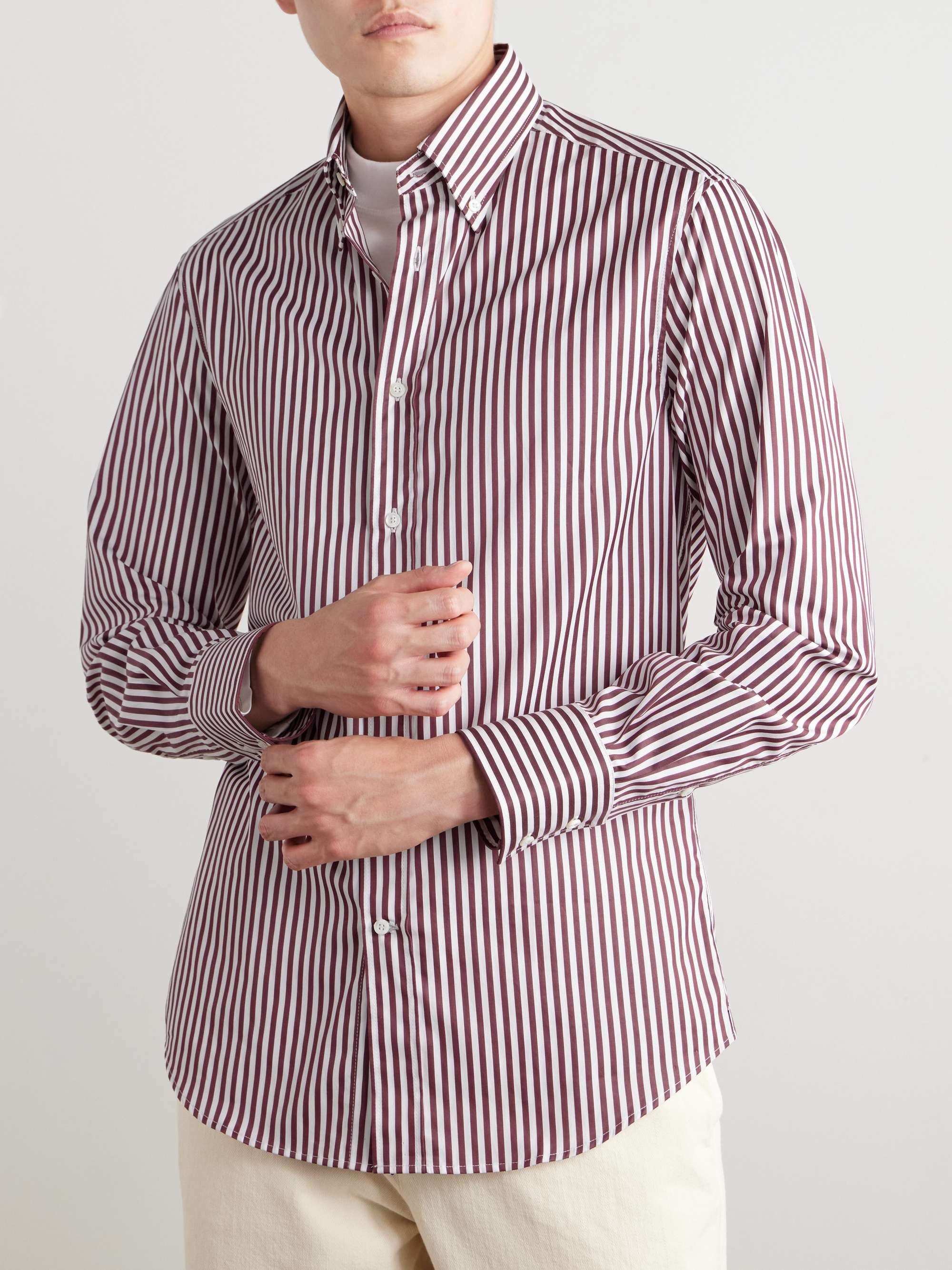 Button-Down Collar Striped Cotton-Poplin Shirt view