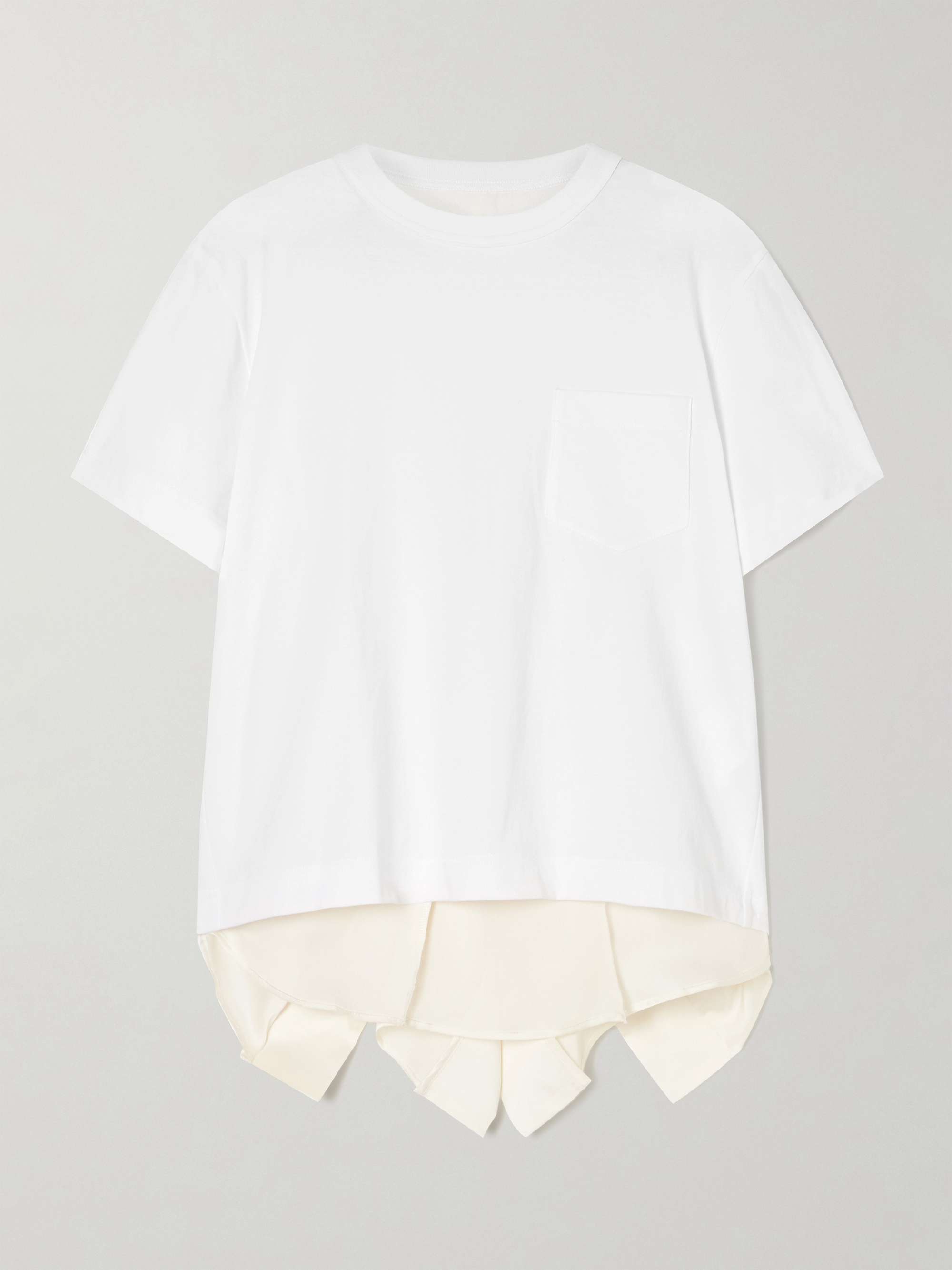Paneled cotton-jersey and ruffled satin T-shirt view