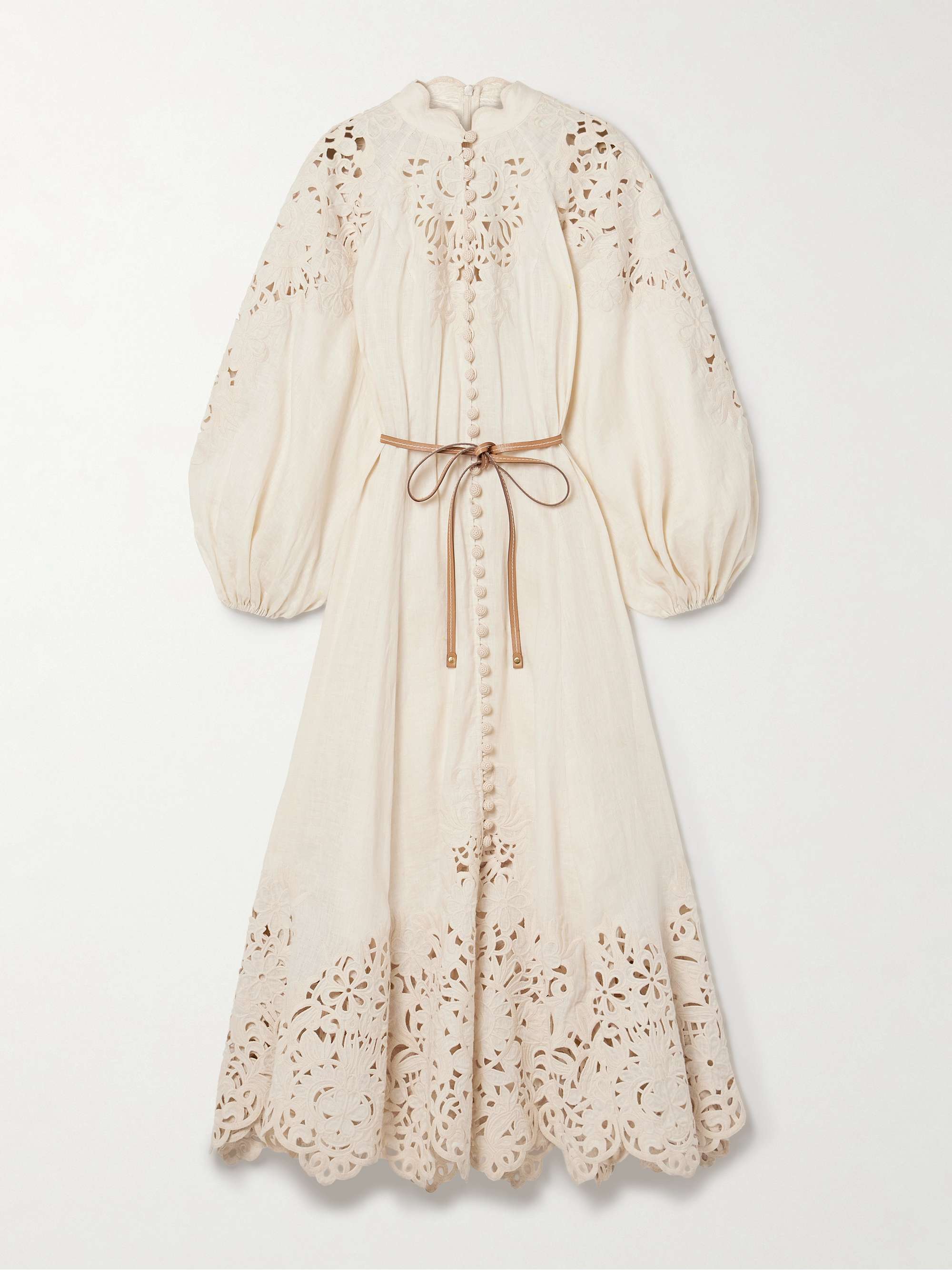 Wylie belted broderie anglaise linen midi dress view