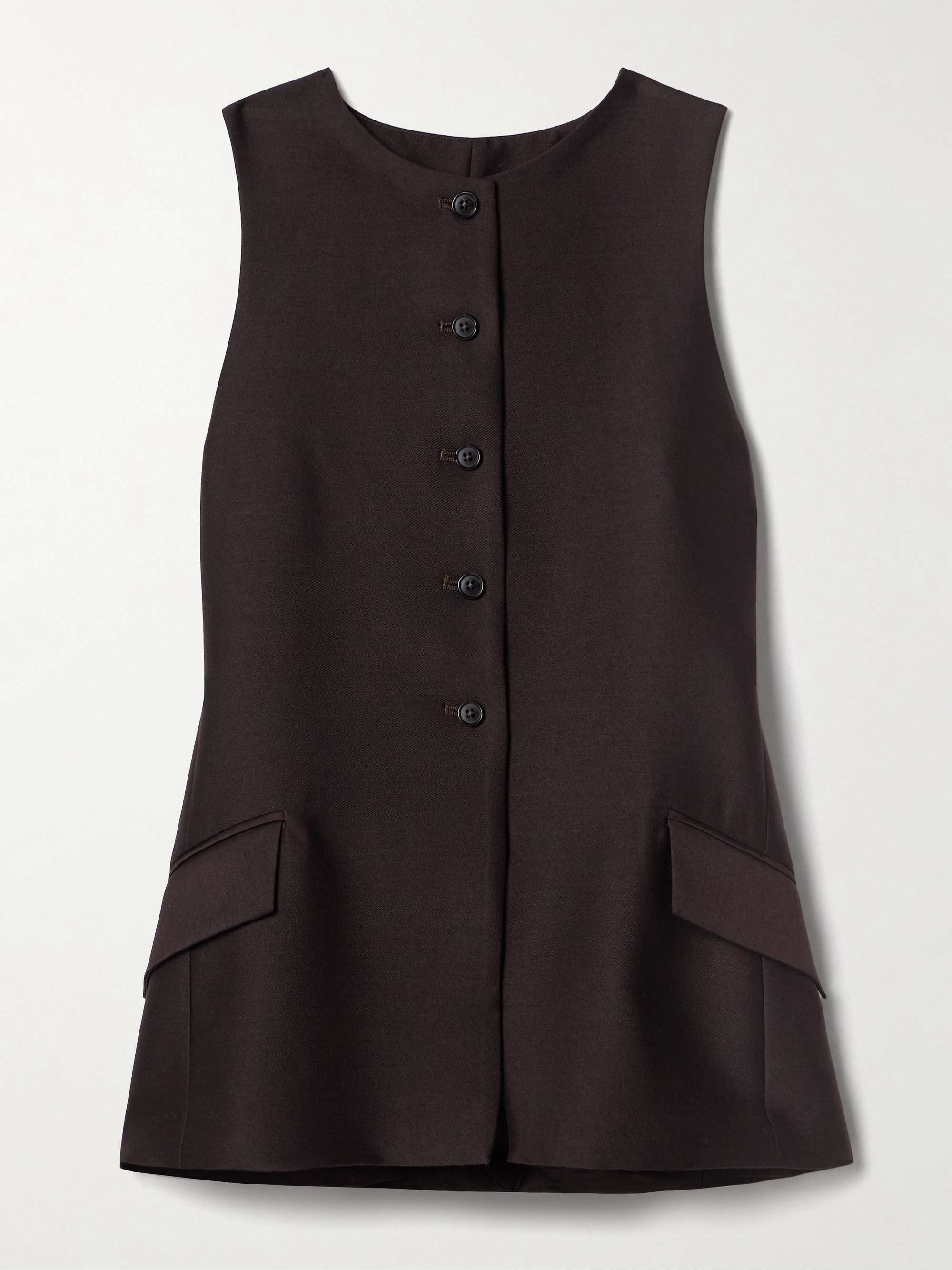 Ira wool and silk-blend twill vest view
