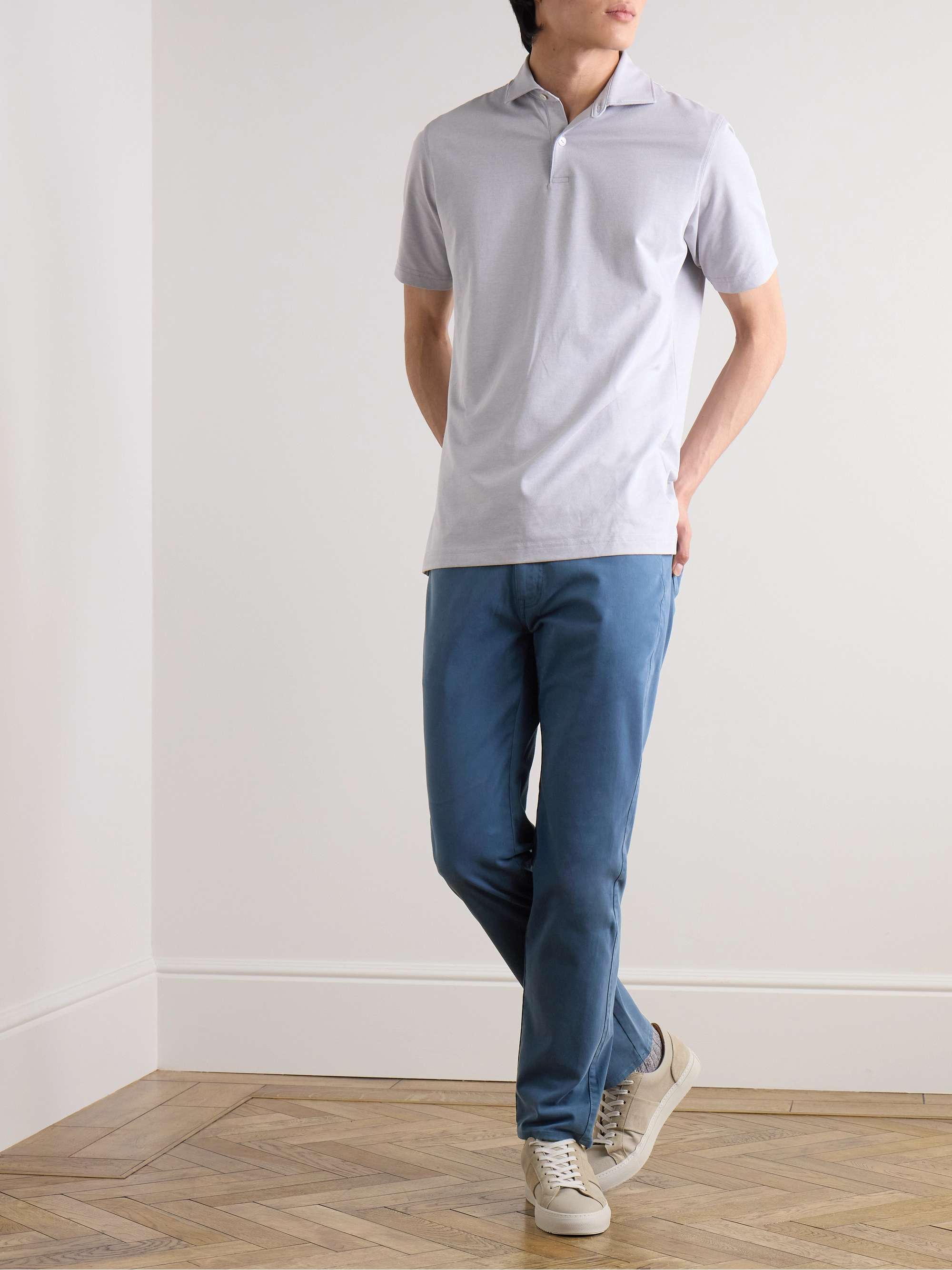 Slim-Fit Straight-Leg Cotton-Blend Sateen Trousers view