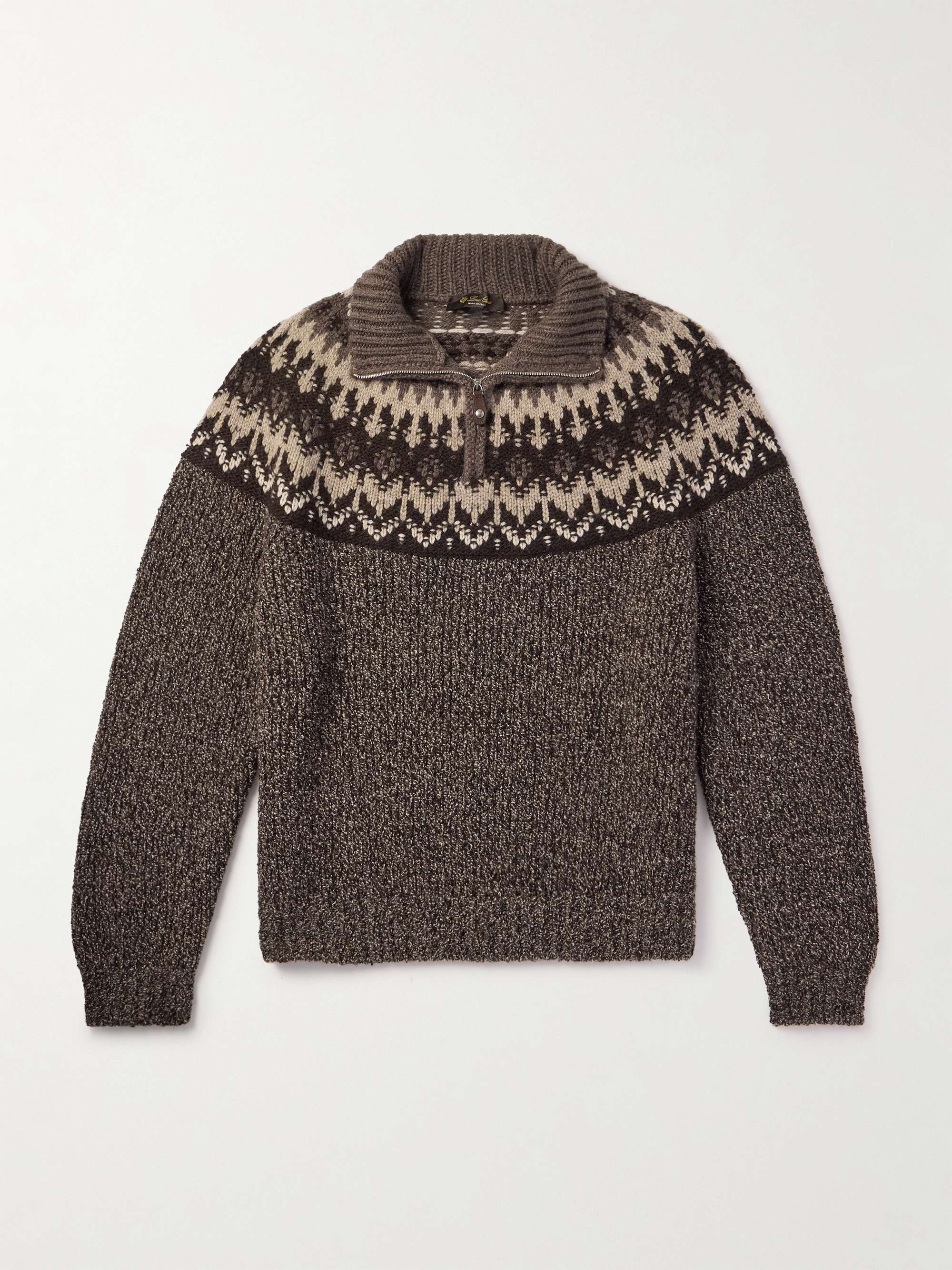 Fair Isle Cashmere and Silk-Blend Half-Zip Sweater view