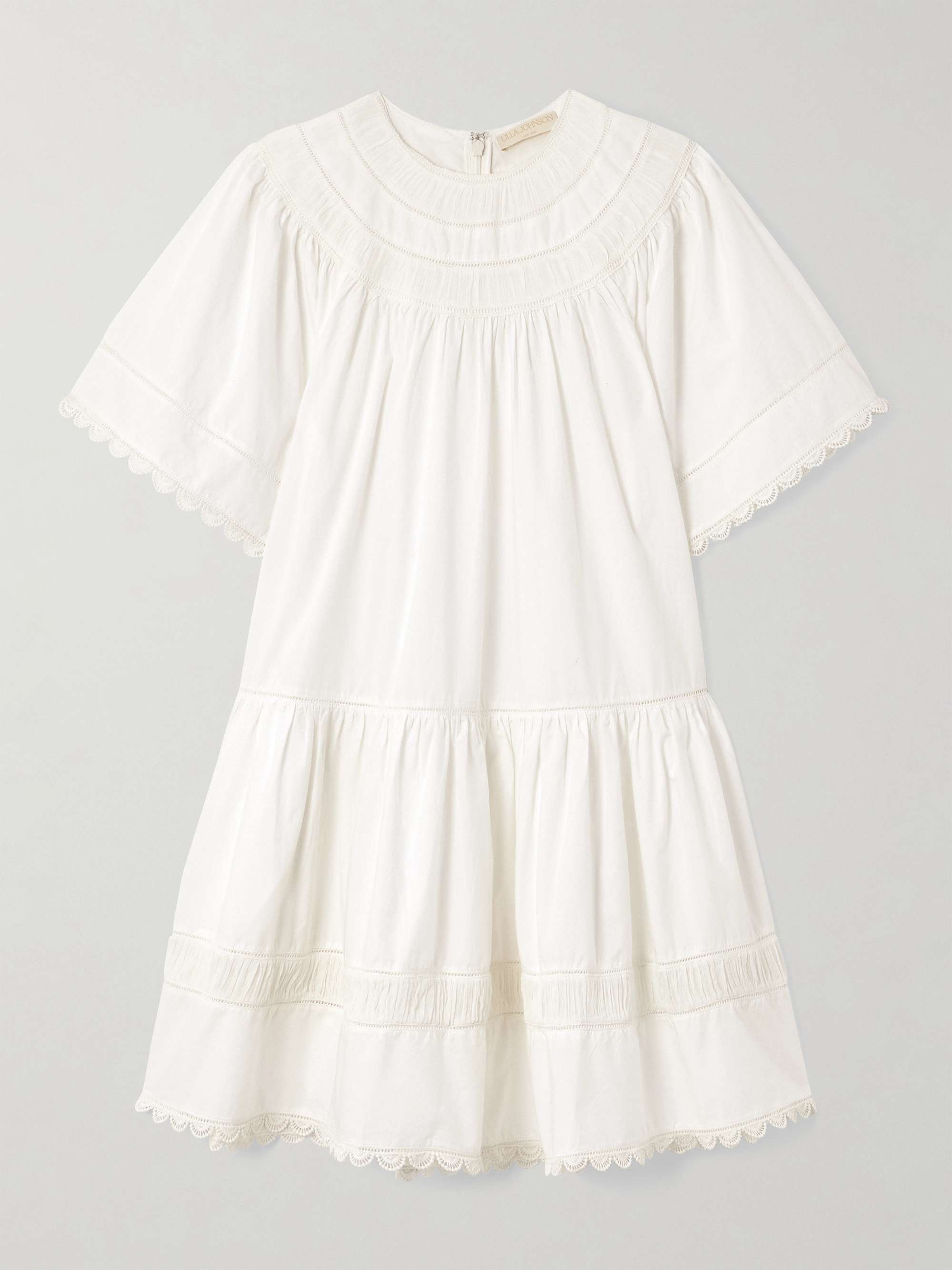 Oumi crochet and chiffon-trimmed poplin mini dress view