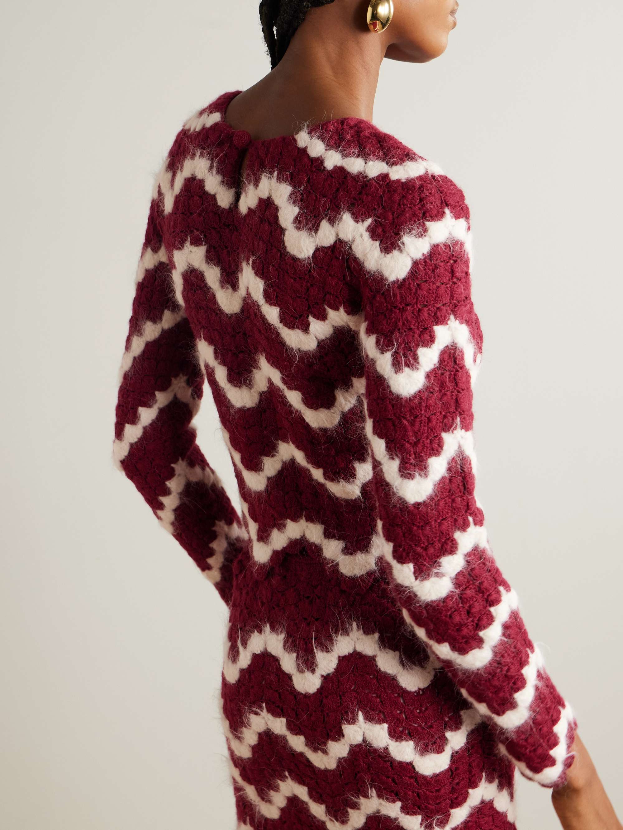 Safi scalloped cropped crocheted alpaca top view
