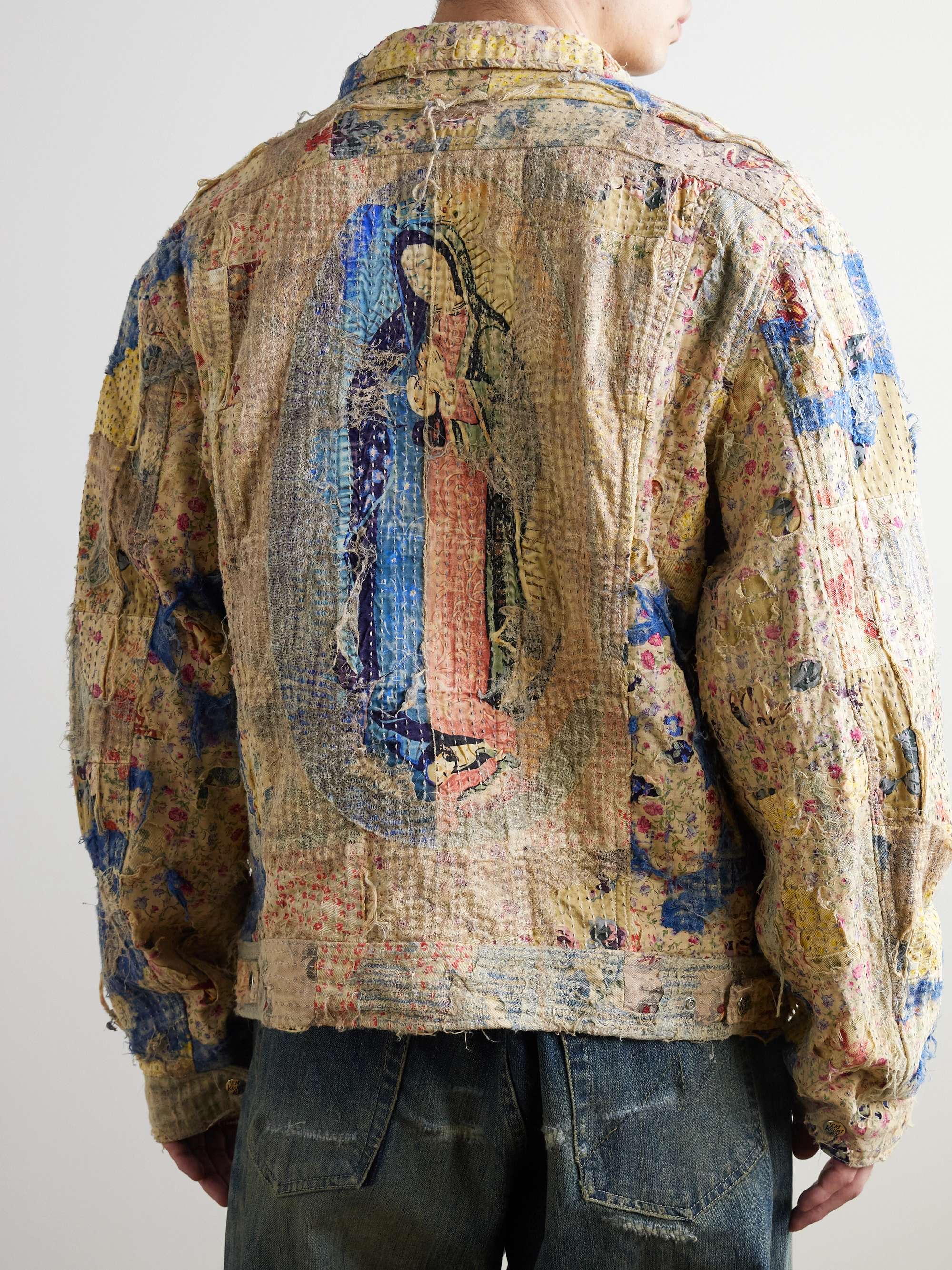 Boro Distressed Patchwork Cotton and Linen-Blend Zip-Up Jacket view