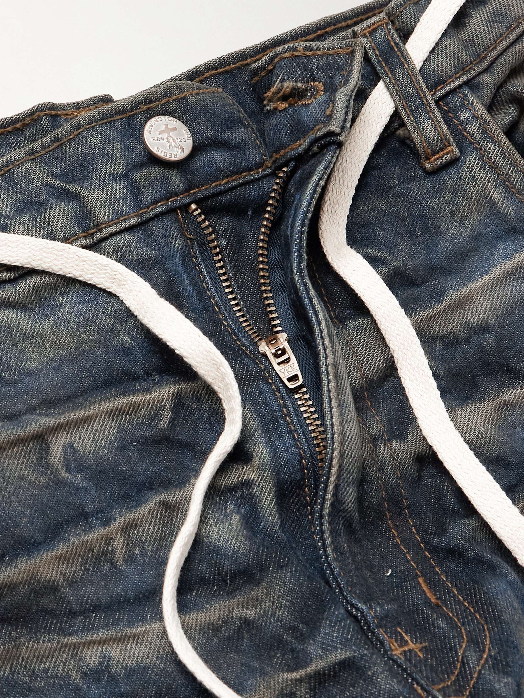 Fathers Engine Slim-Fit Straight-Leg Belted Distressed Jeans view