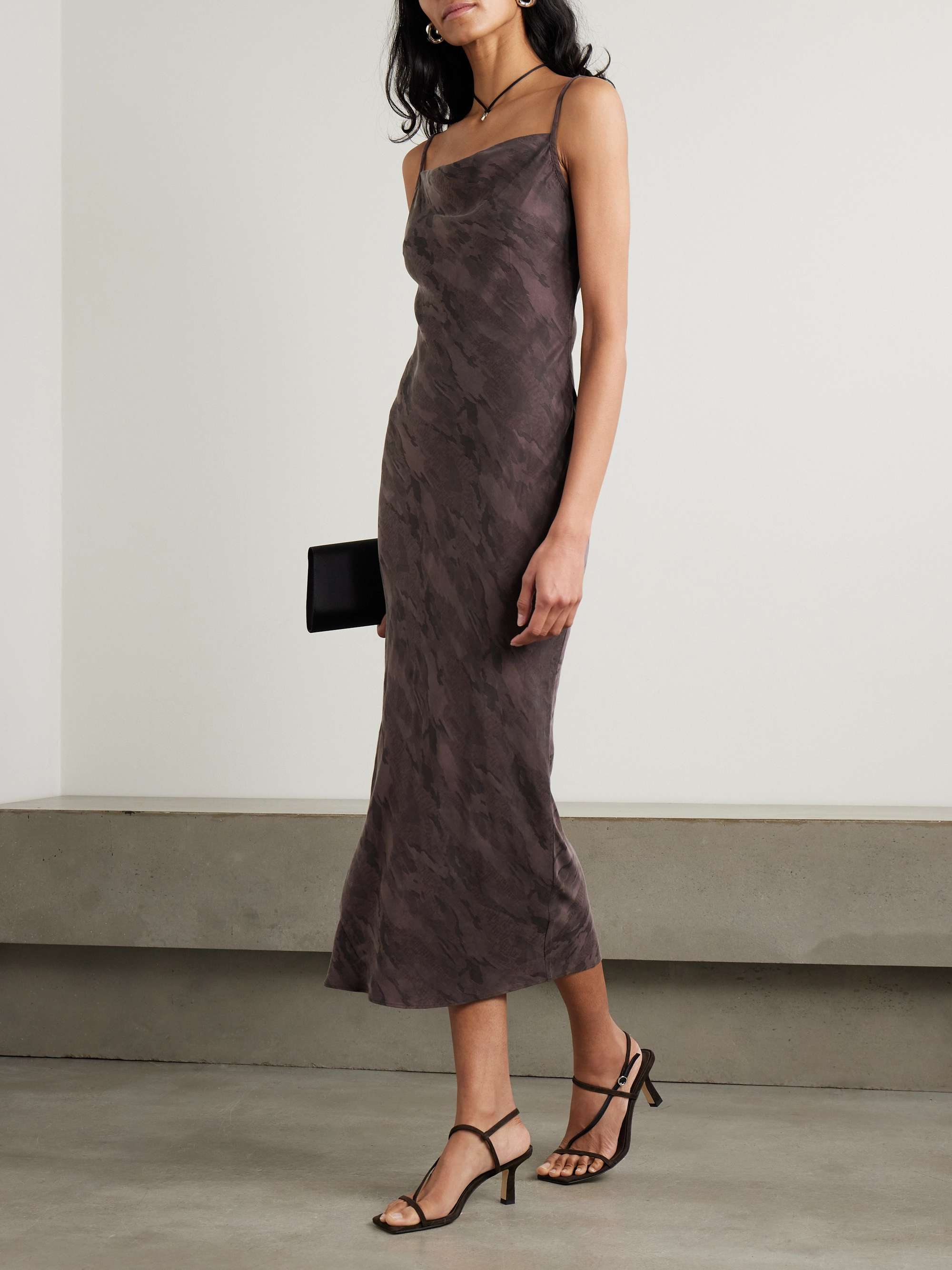Printed satin midi dress view