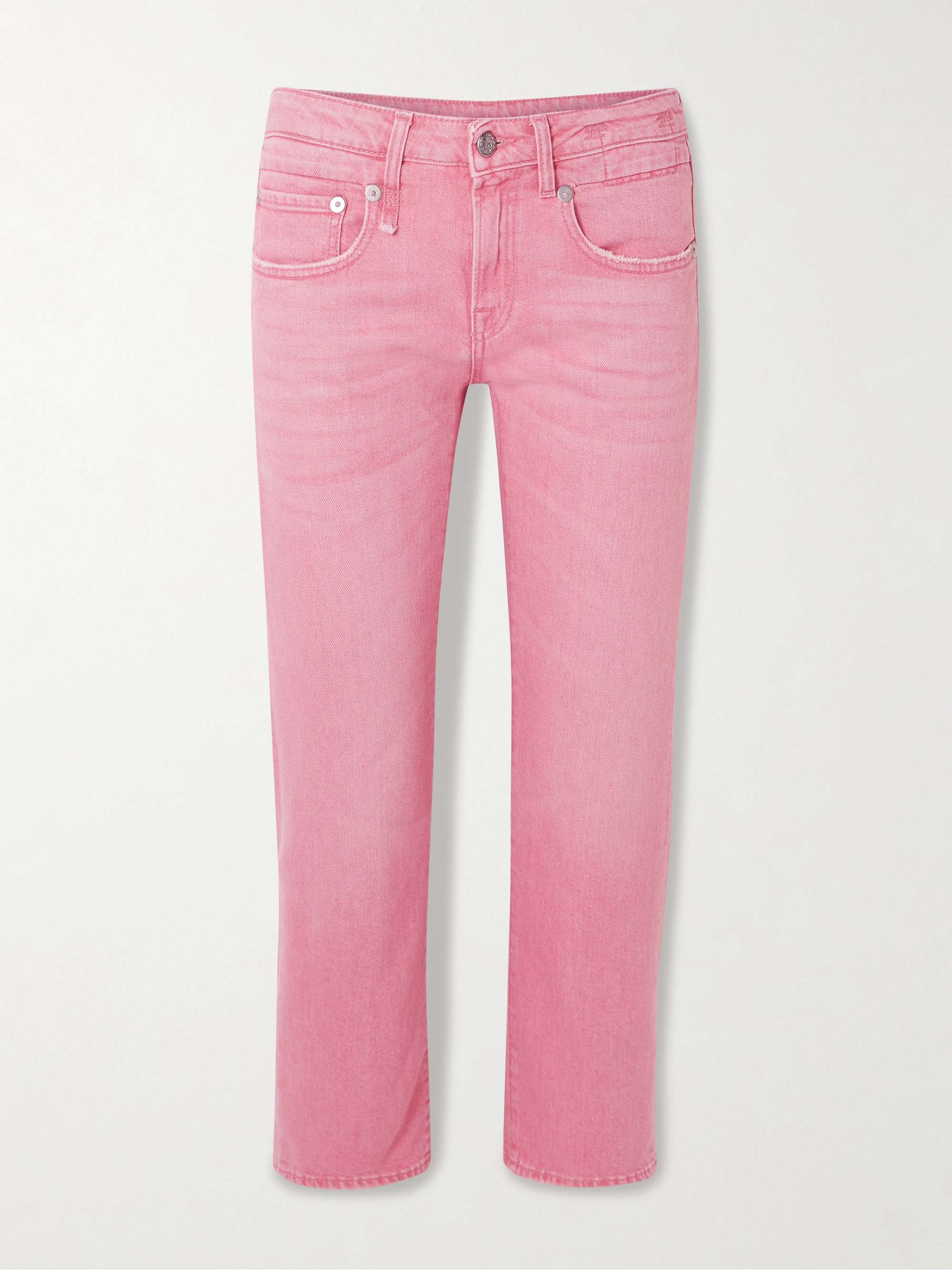 Boy cropped distressed low-rise straight-leg jeans view
