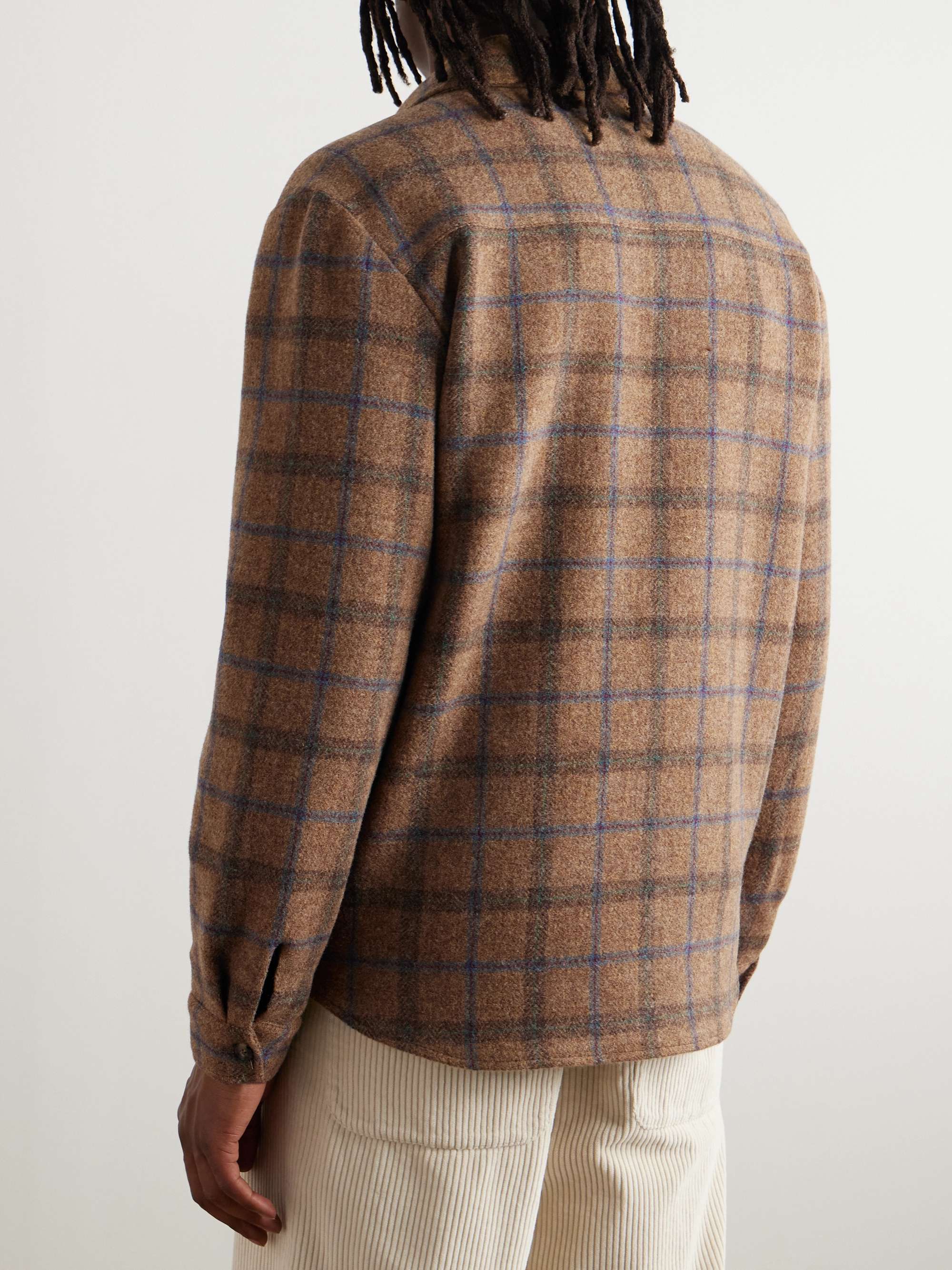 Checked Brushed-Wool Overshirt view