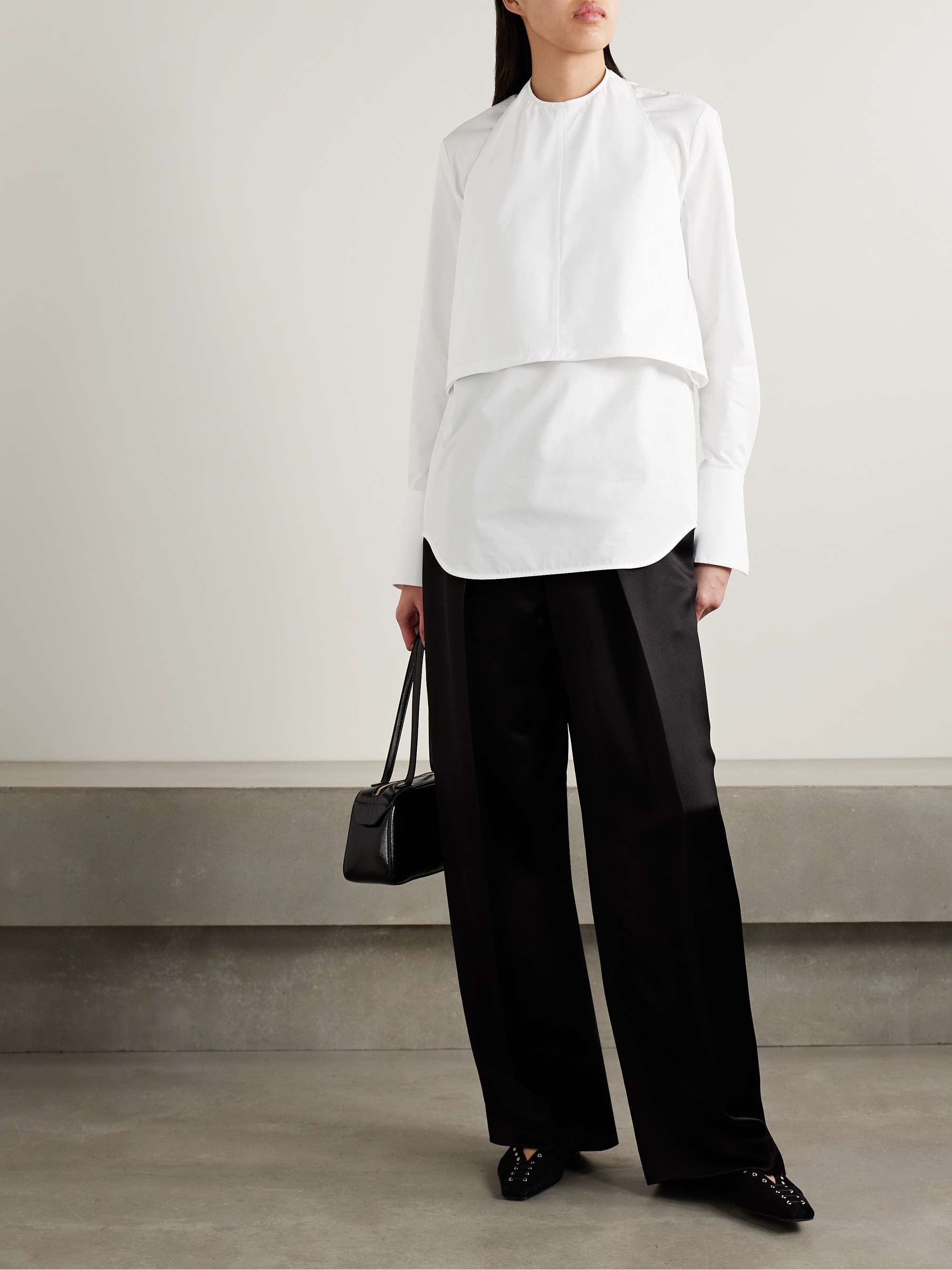 Convertible layered buckled cotton-poplin shirt view