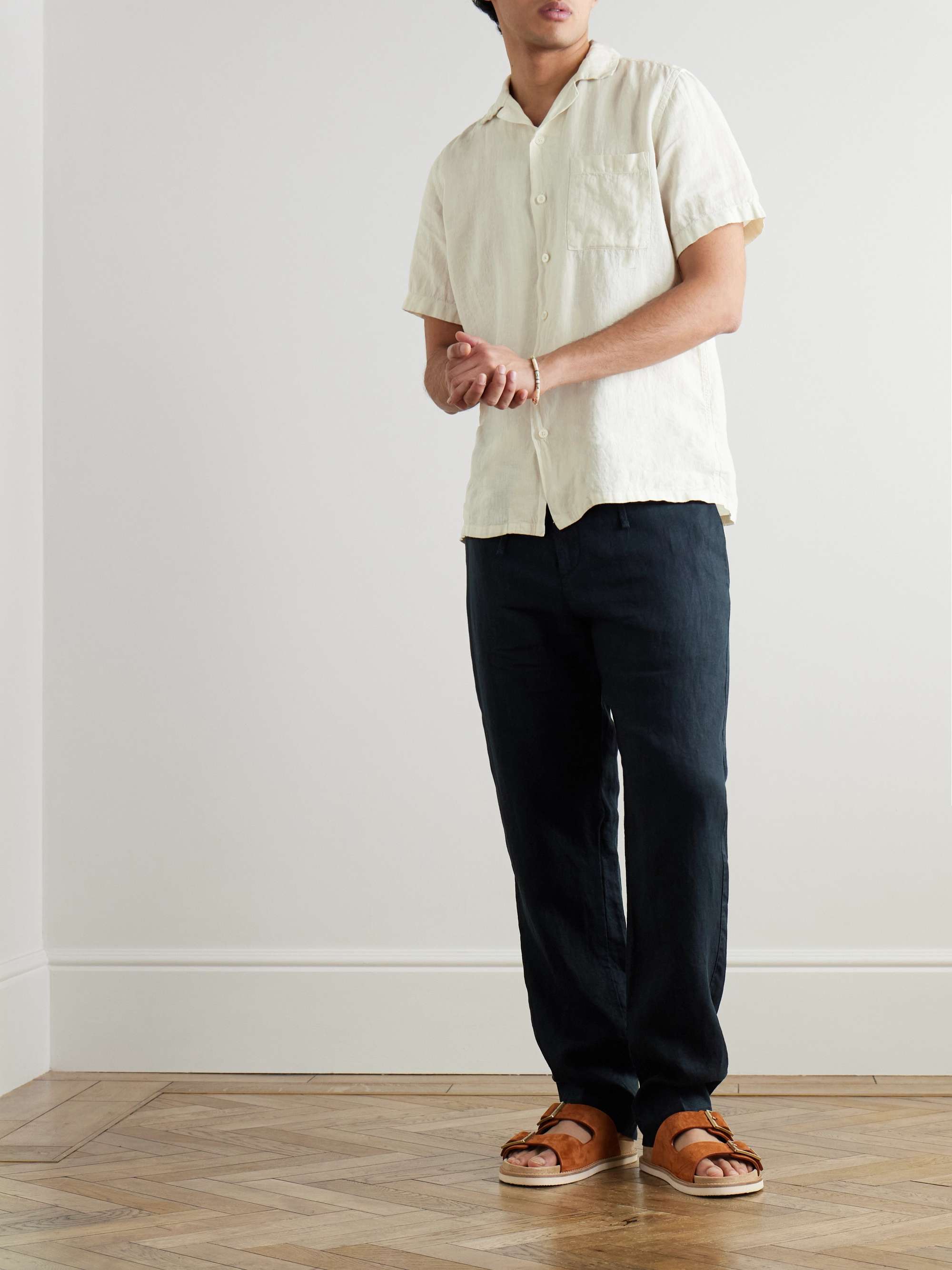 Tapered Linen Drawstring Trousers view