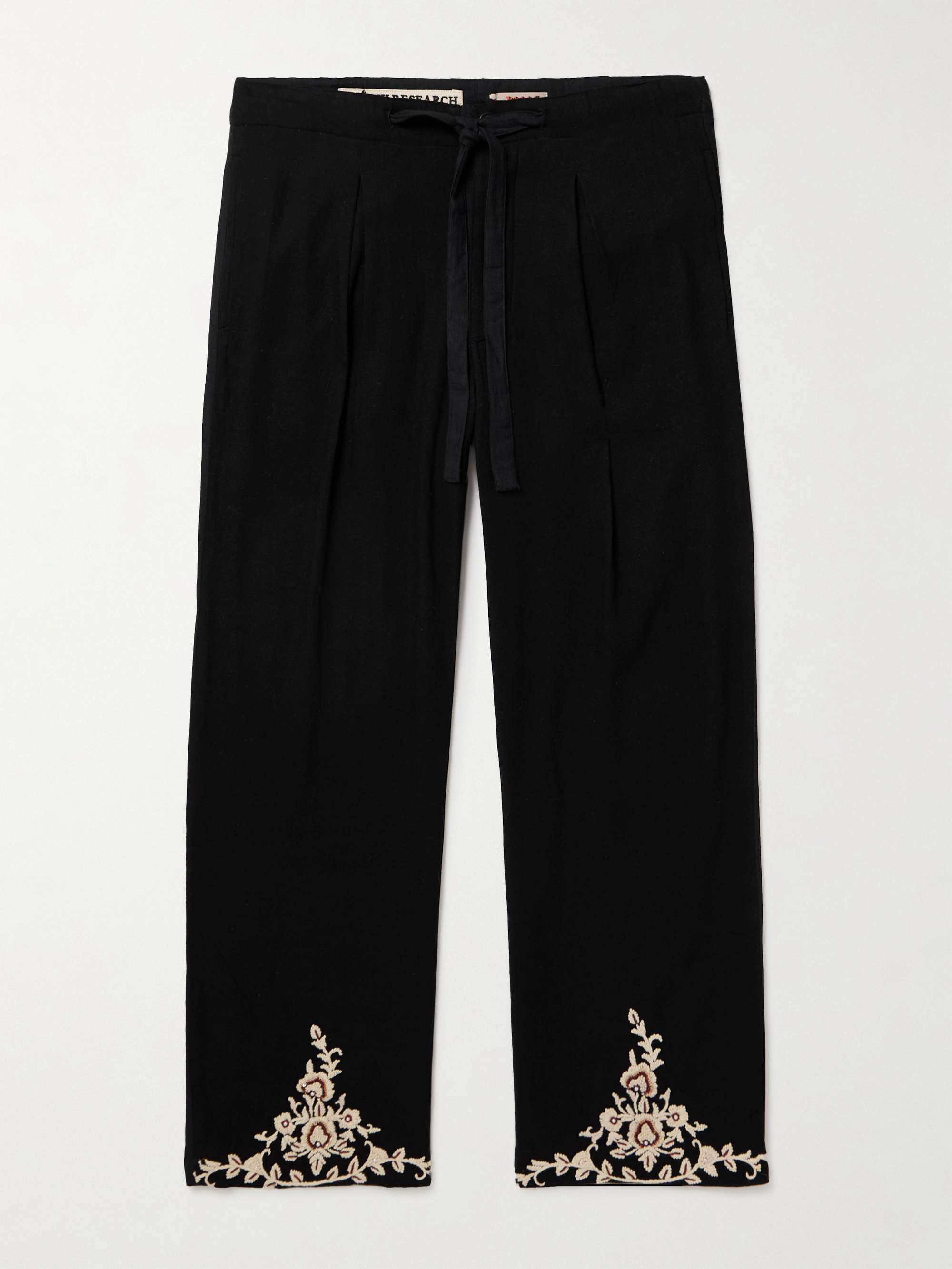 + Baracuta Straight-Leg Pleated Embroidered Cotton Trousers view