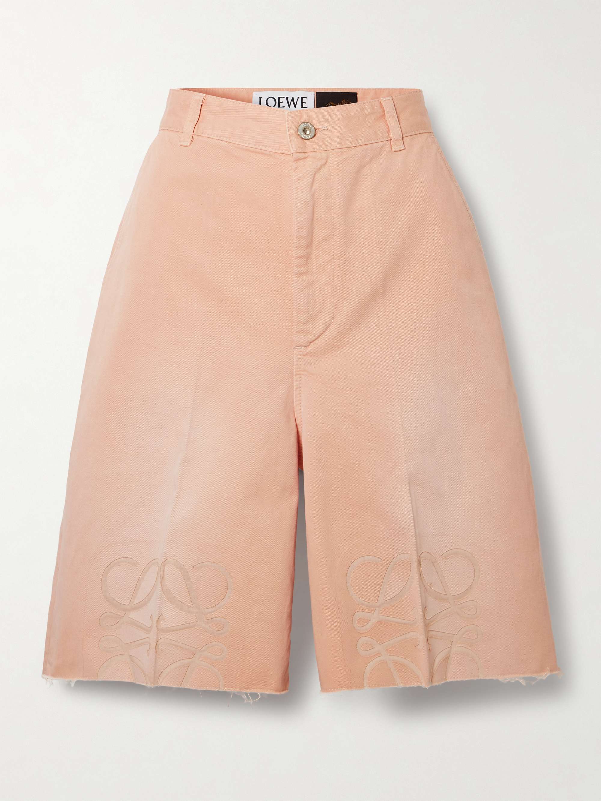 + Paula's Ibiza Anagram cutout frayed pleated cotton-twill shorts view