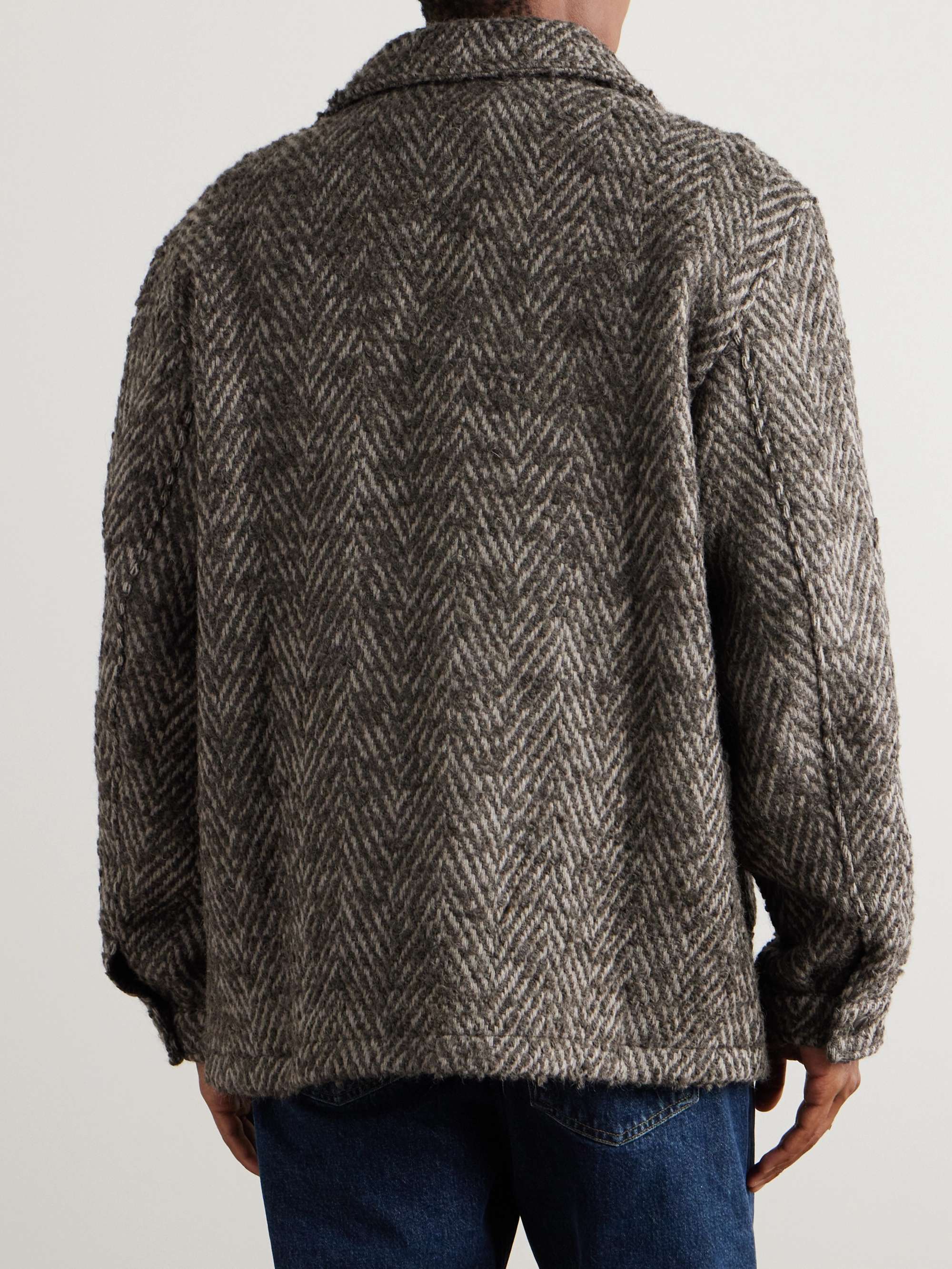 Jorvi Herringbone Brushed Wool and Alpaca-Blend Coat view