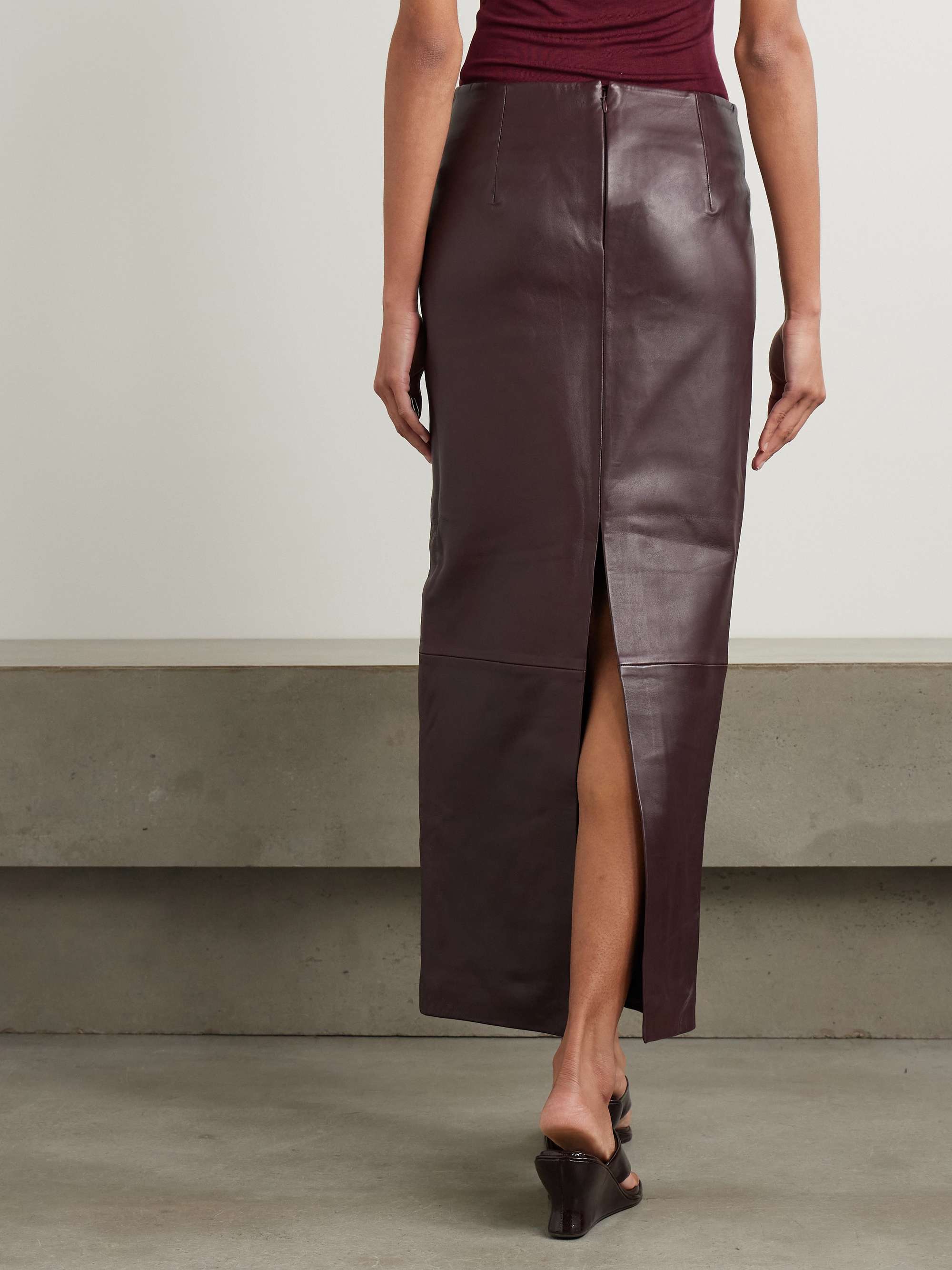 Paneled leather maxi skirt view