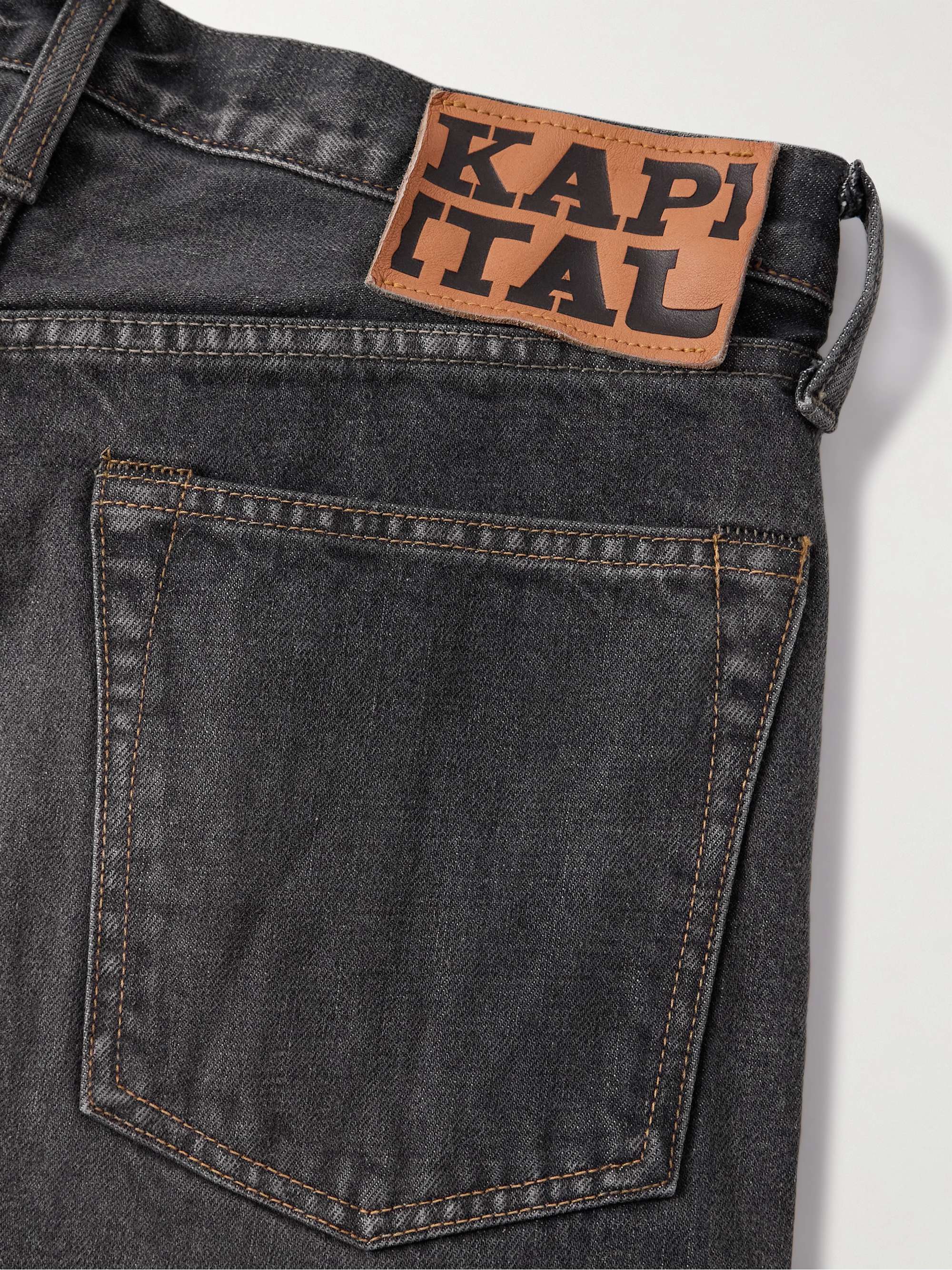 Monkey CISCO Straight-Leg Embellished Leather-Trimmed Jeans view