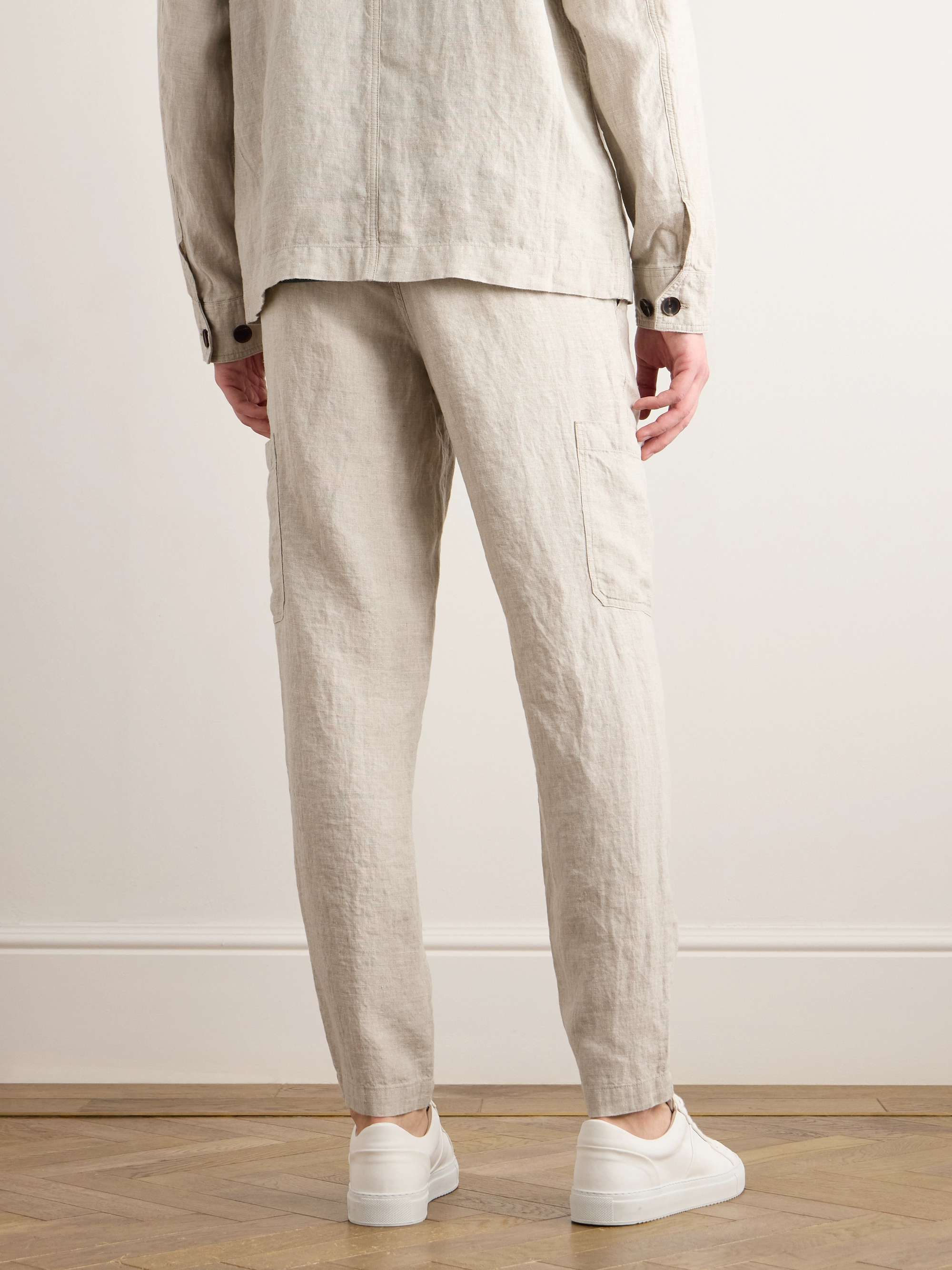 Tapered Linen Drawstring Cargo Trousers view