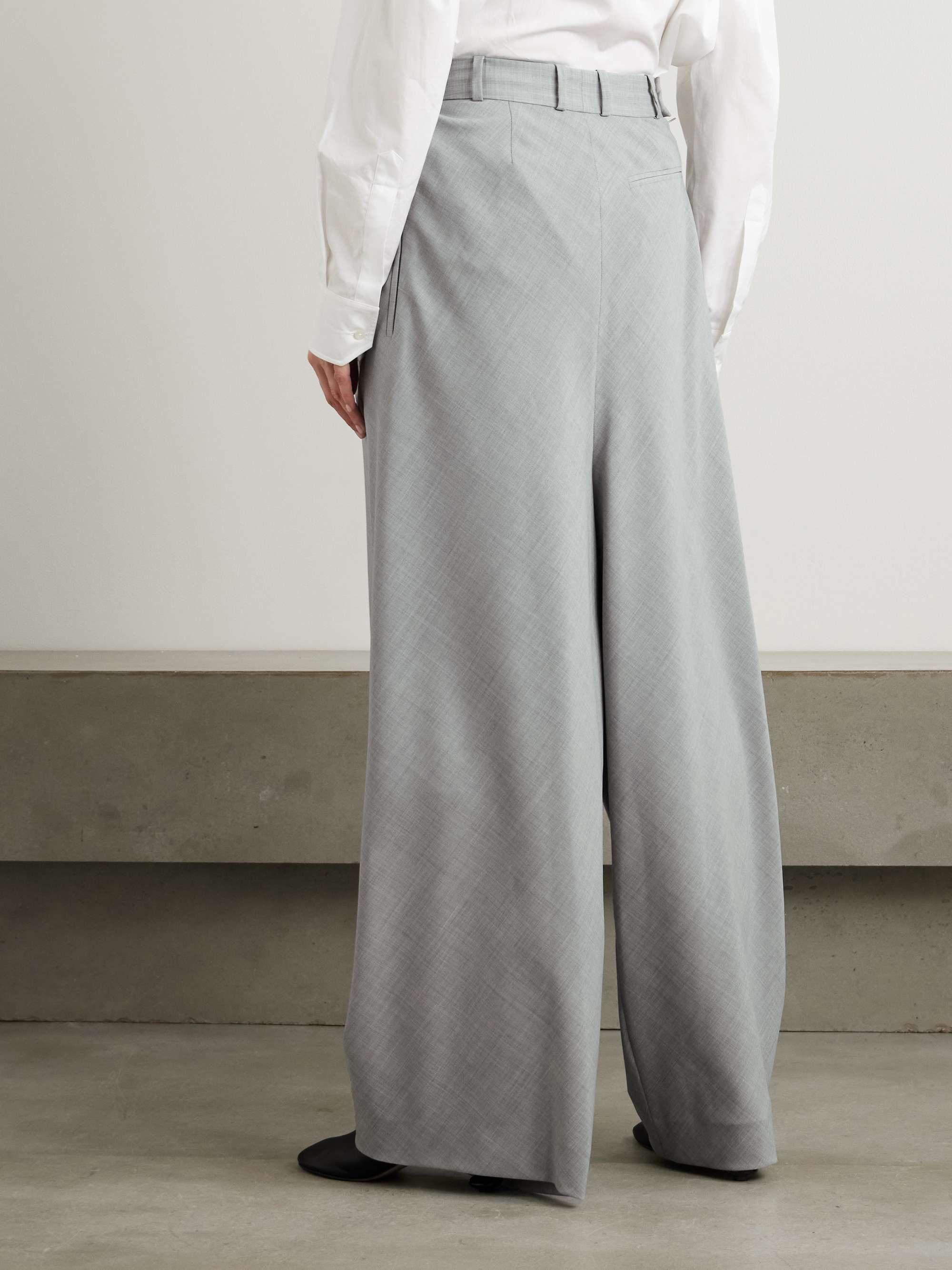 Paneled draped mélange wool pants view