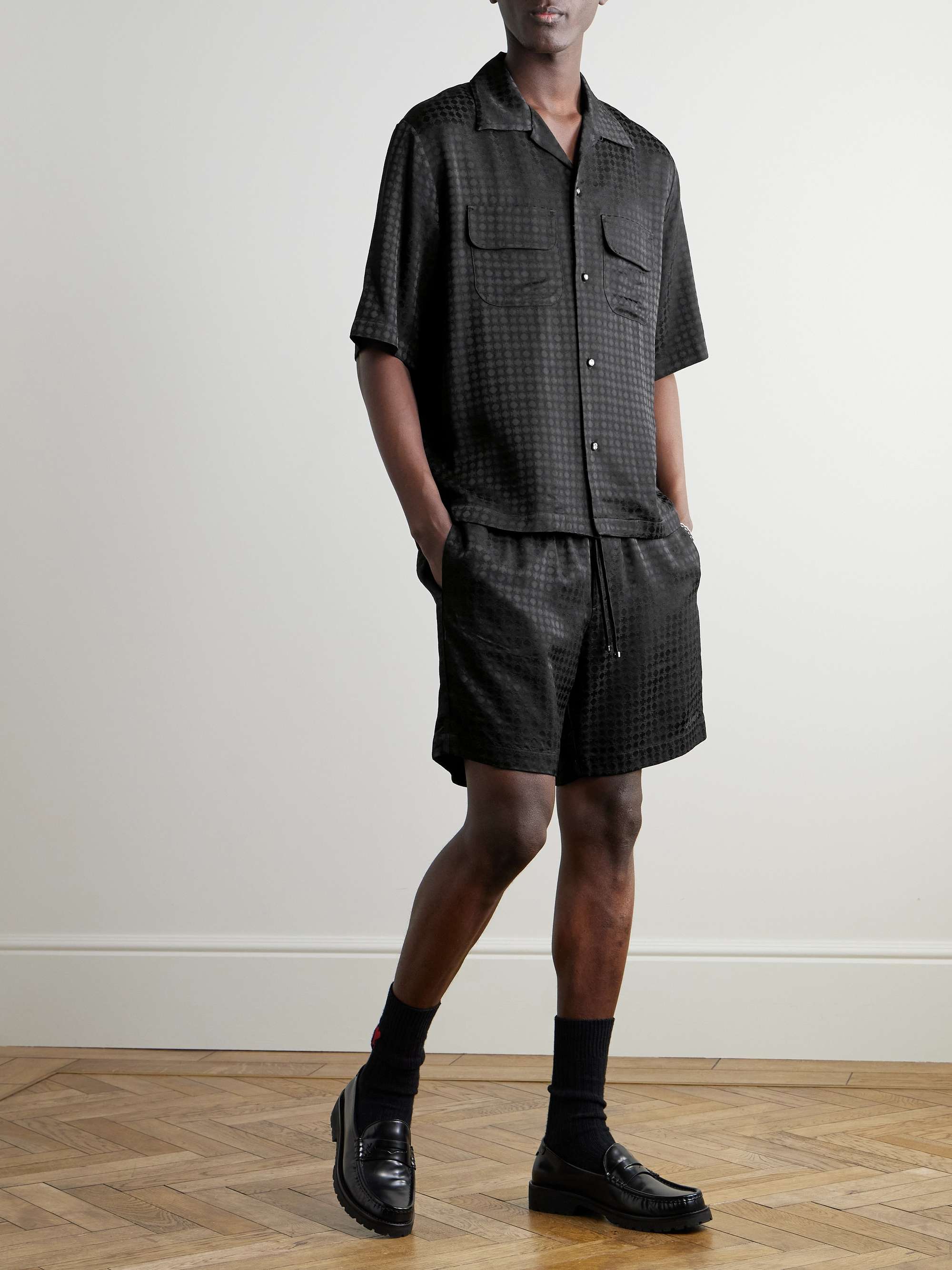 Straight-Leg Jacquard Drawstring Shorts view