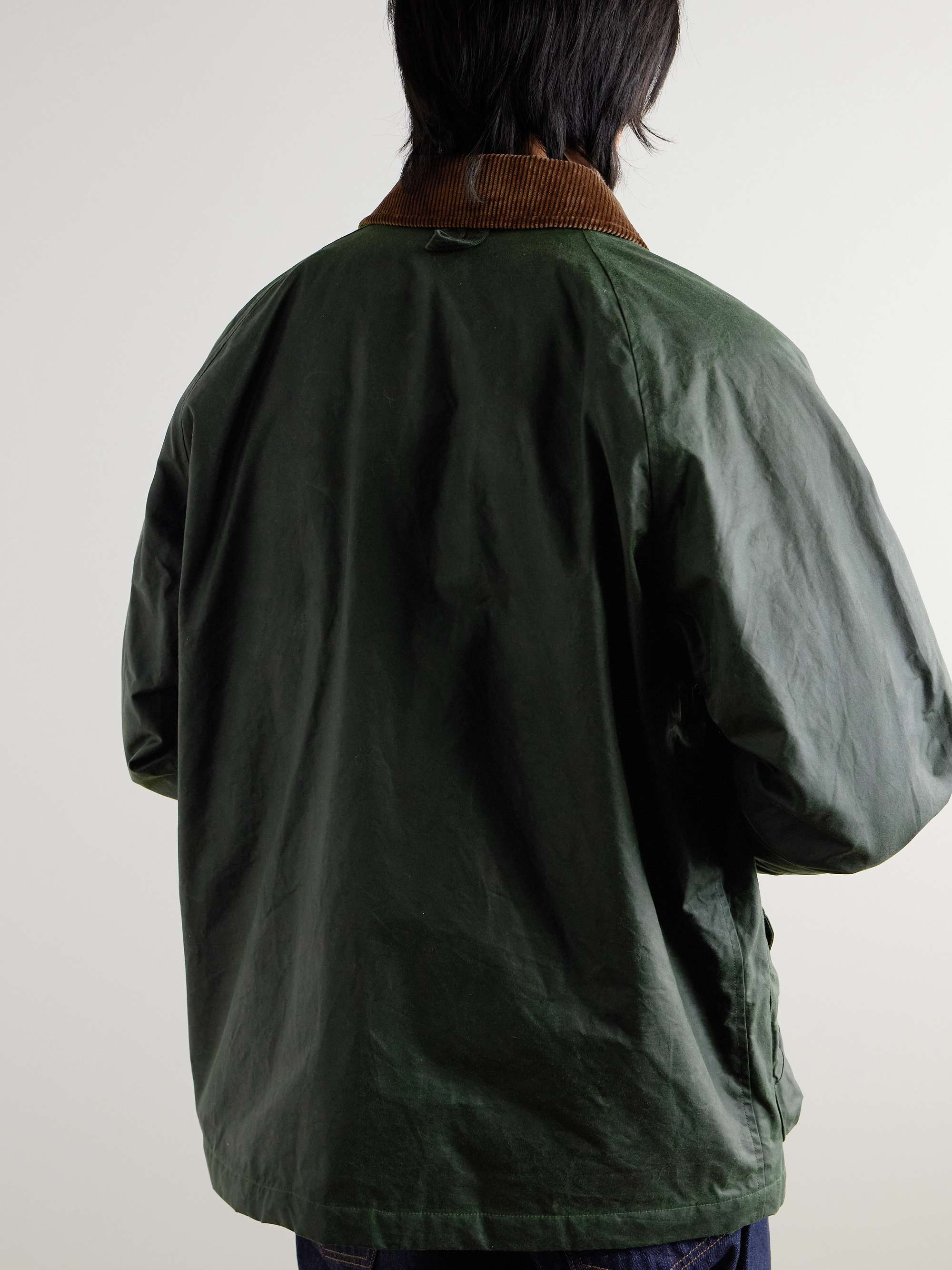 Corduroy-Trimmed Waxed-Cotton Jacket view