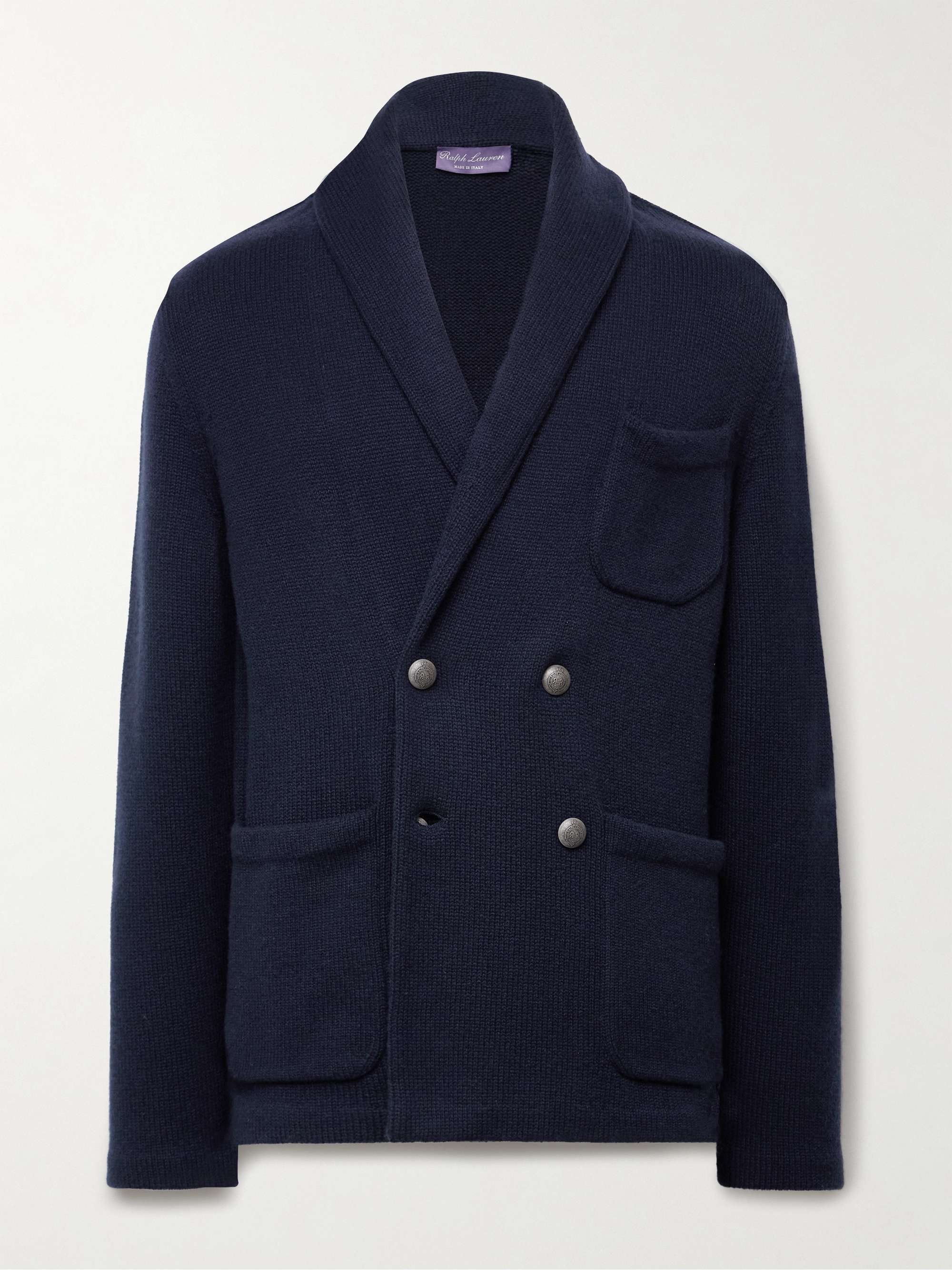 Double-Breasted Shawl-Collar Cashmere Cardigan view
