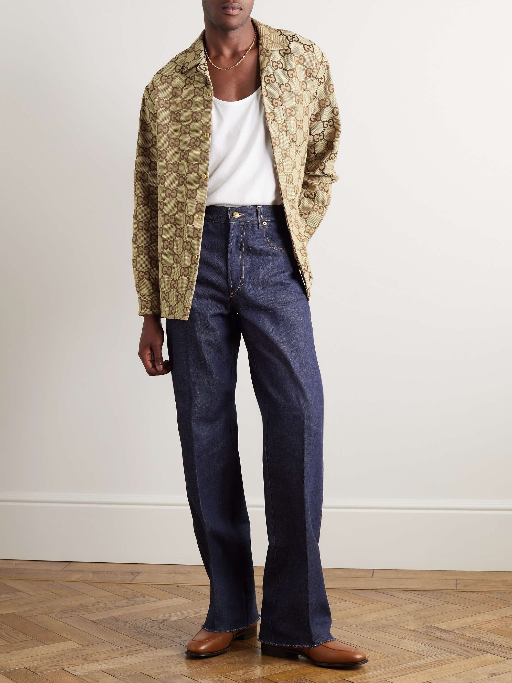 Logo-Jacquard Cotton-Blend Overshirt view