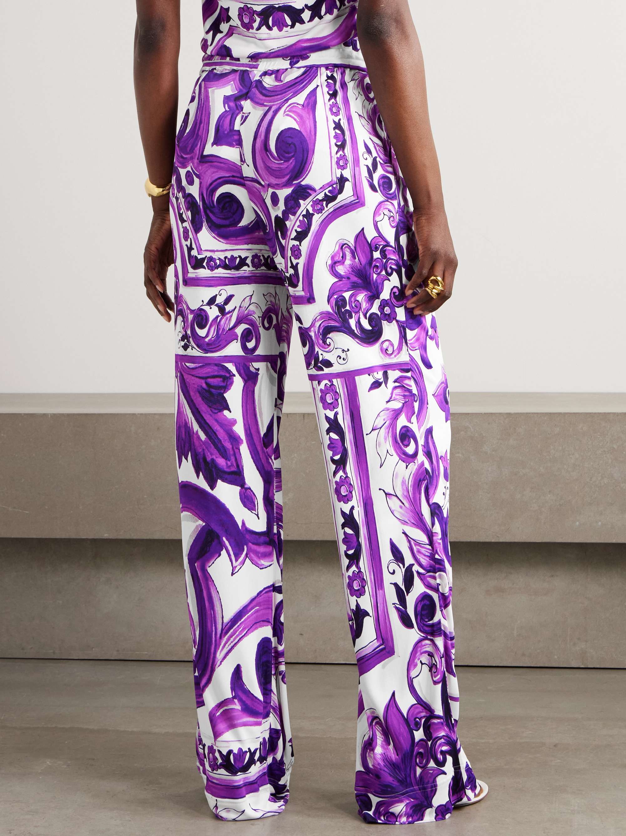 Printed jersey wide-leg pants view