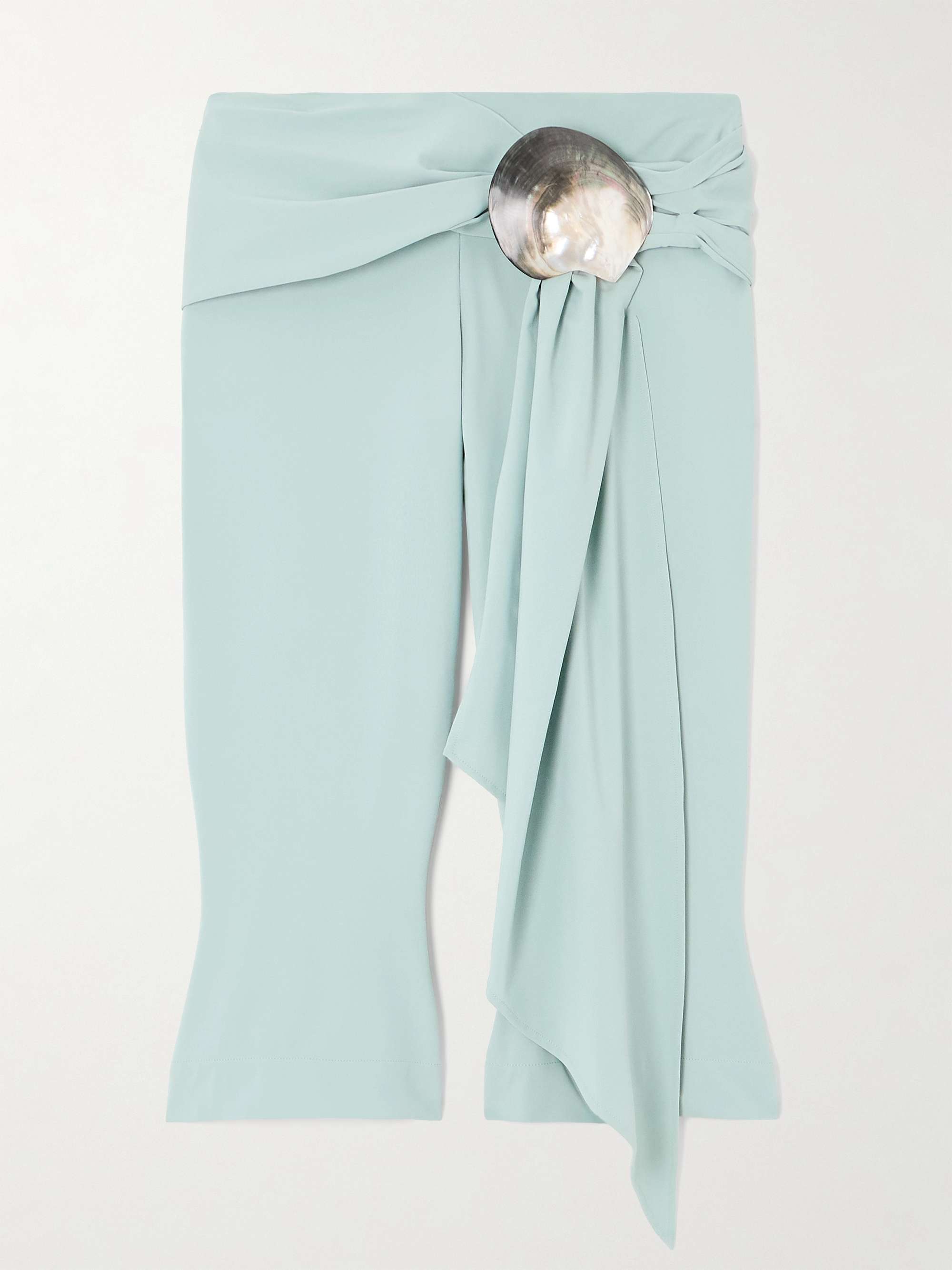 Cropped embellished stretch recycled-satin skinny pants view