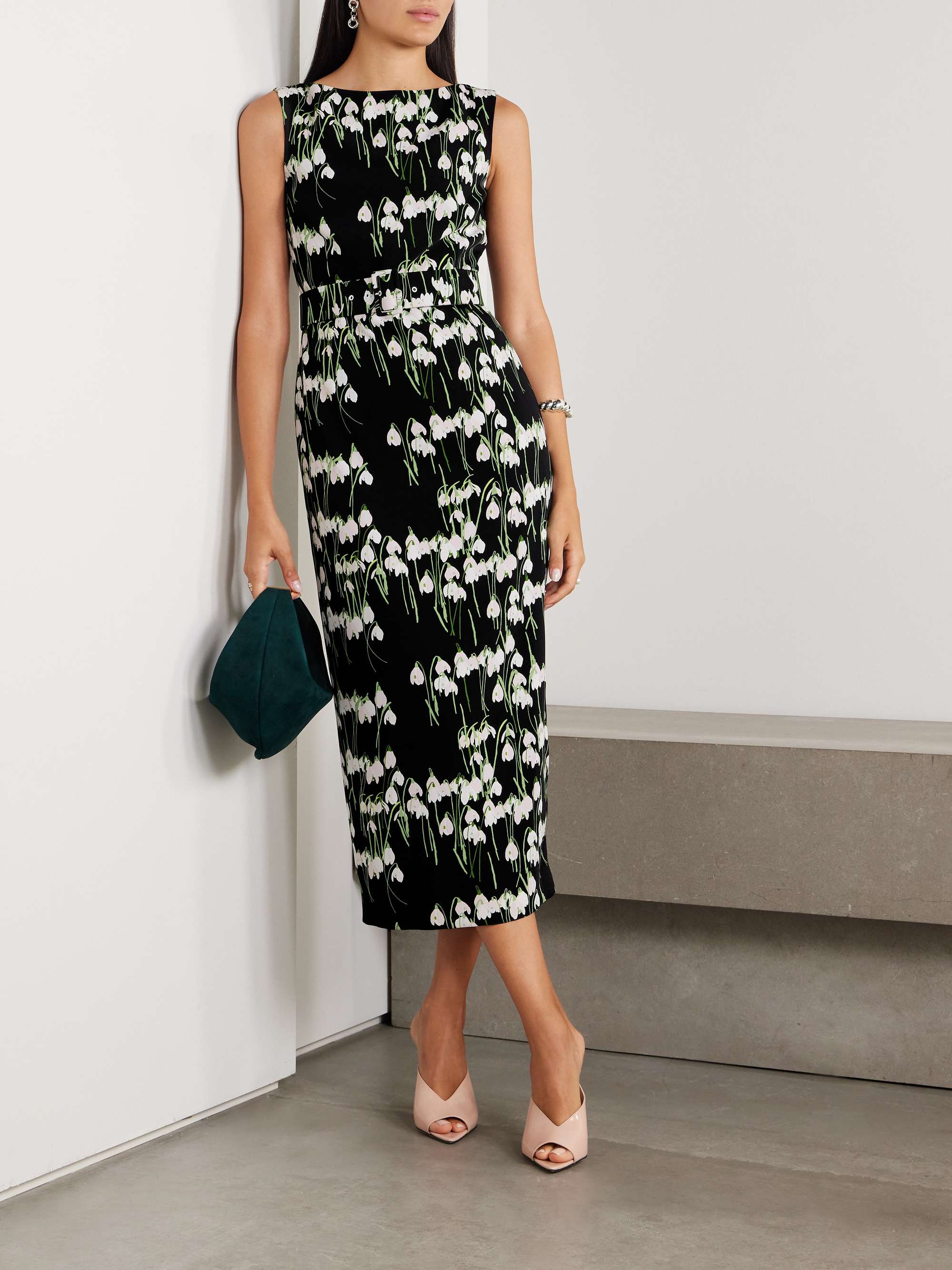 Lucille belted floral-print crepe midi dress view