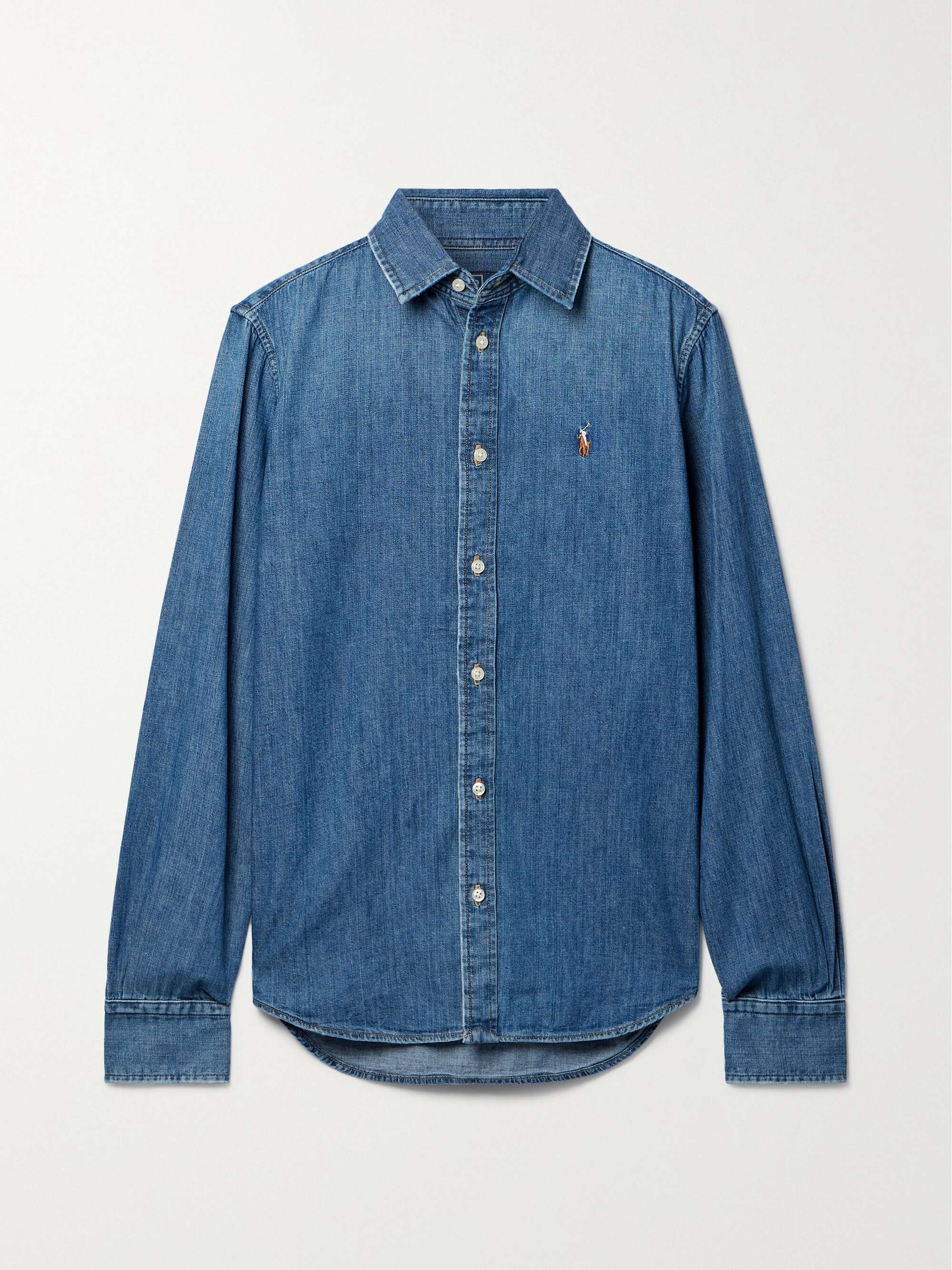Embroidered denim shirt view