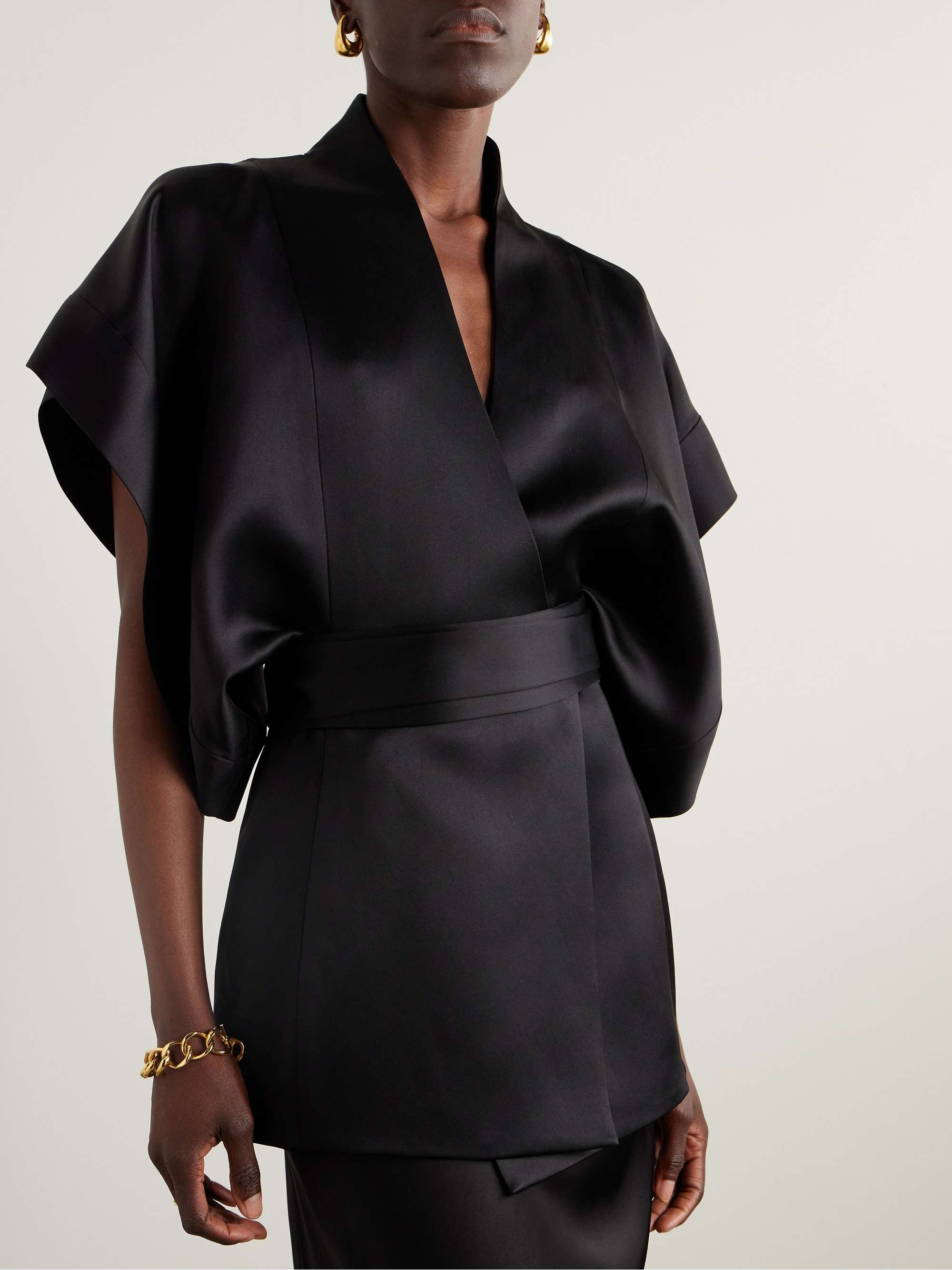 Martha silk-satin wrap blouse view