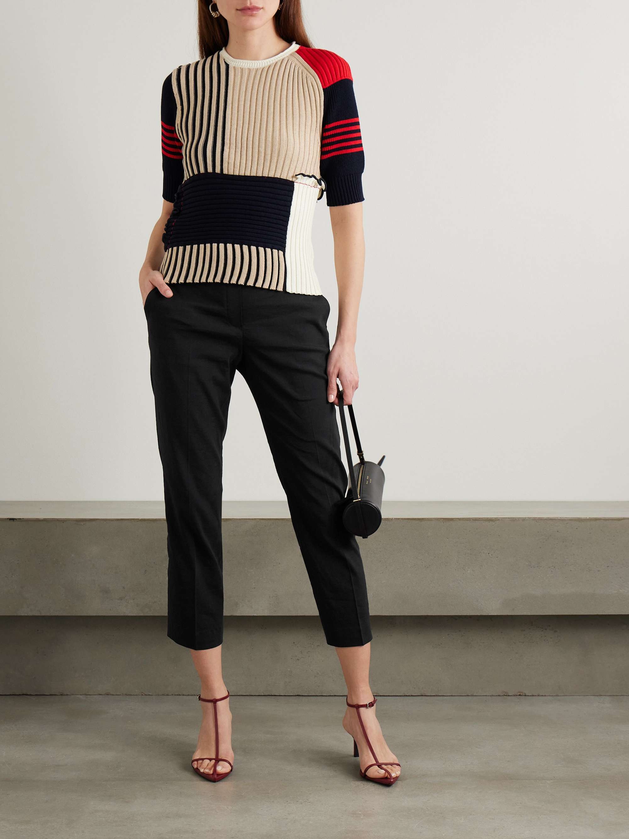 Treeca stretch linen-blend straight-leg pants view
