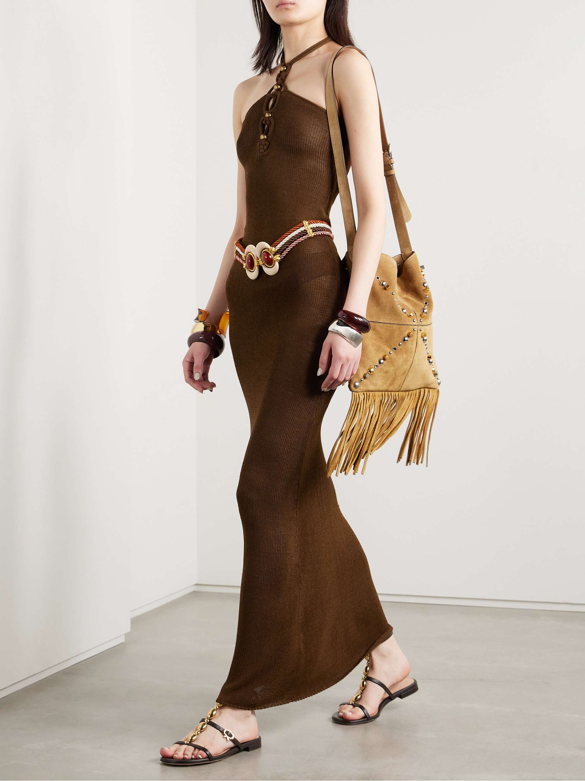 Eileen embellished knitted halterneck maxi dress view
