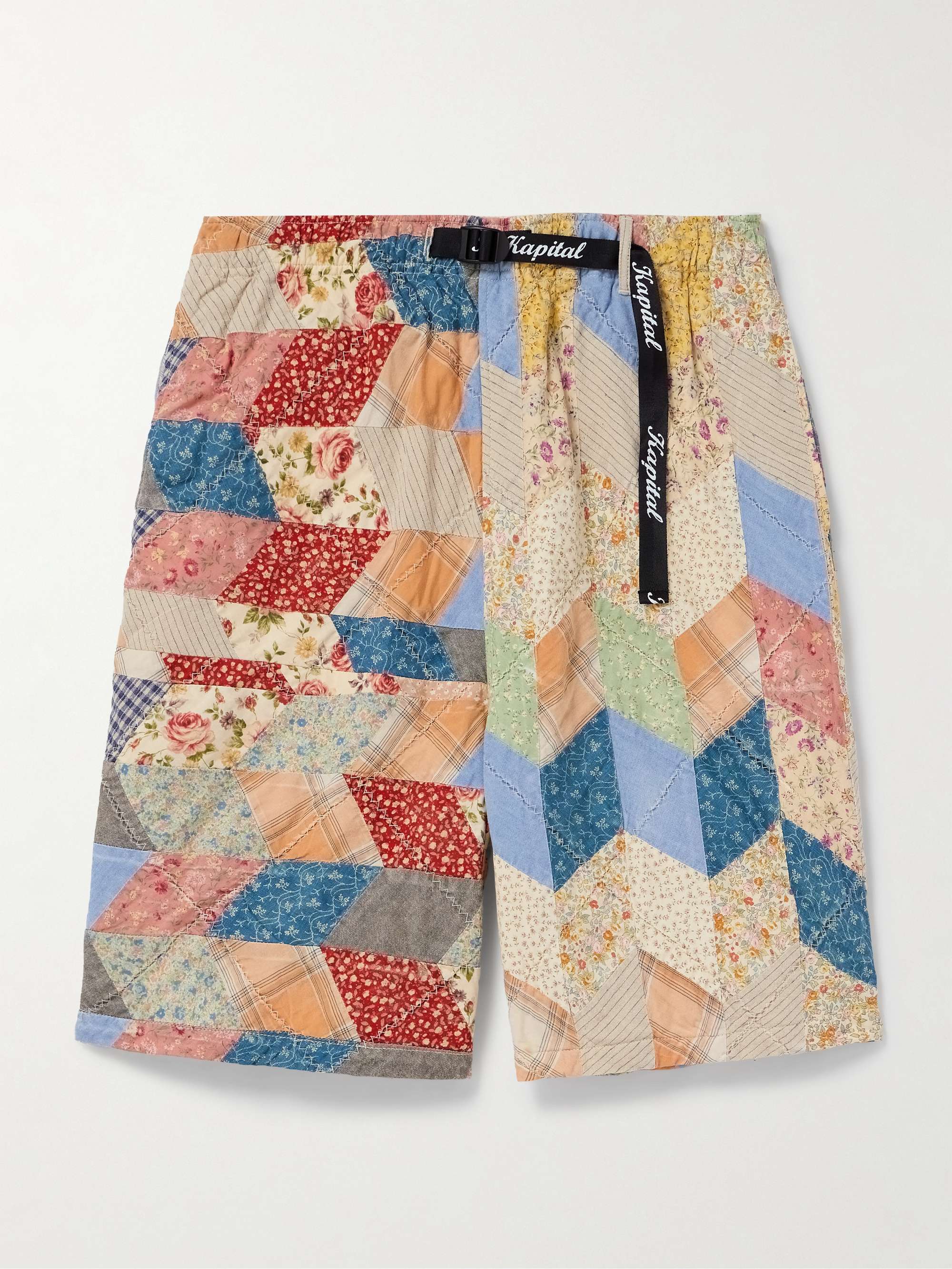Easy Straight-Leg Quilted Patchwork Cotton and Linen-Blend Shorts view