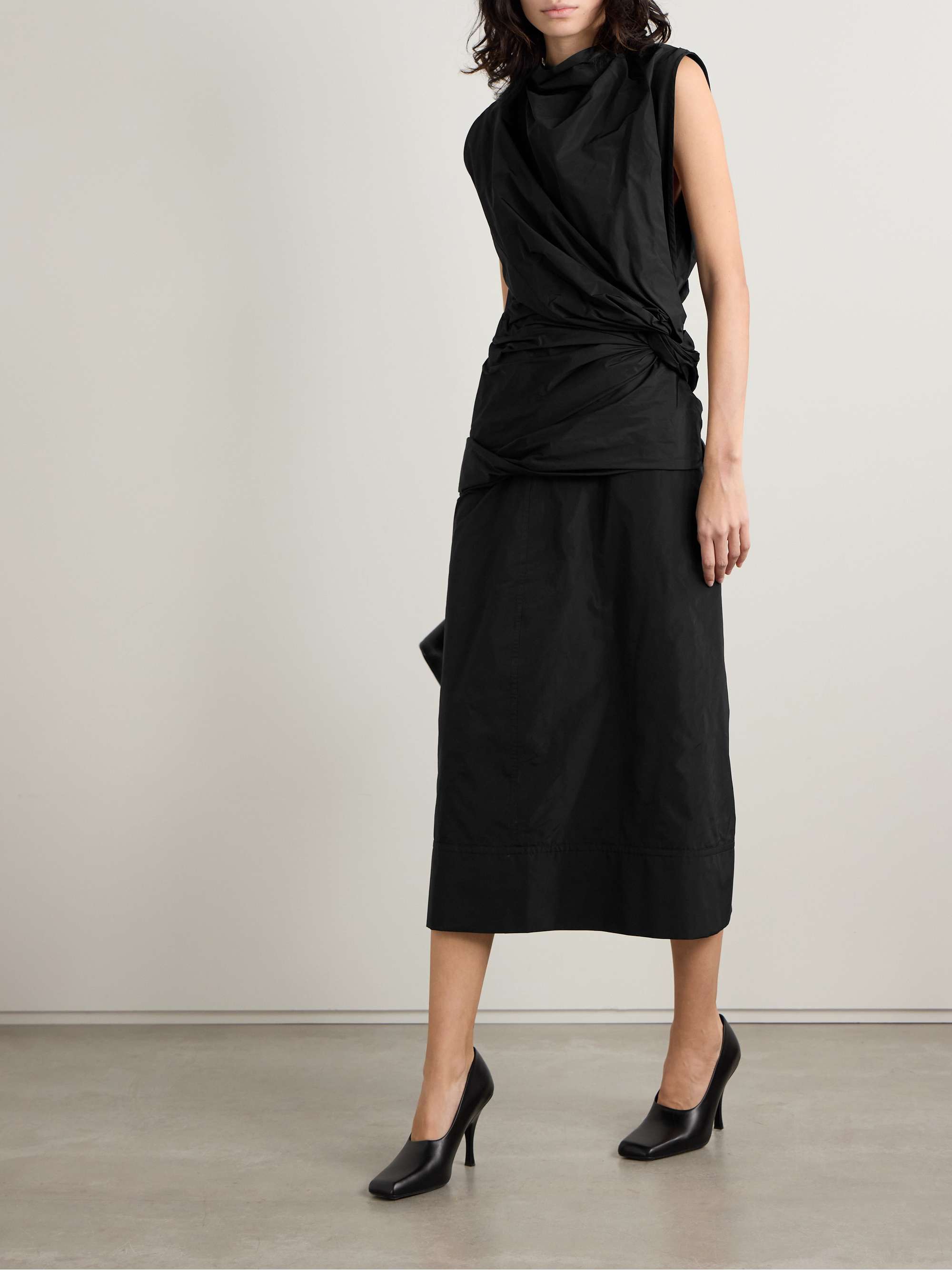Gathered shell midi dress view
