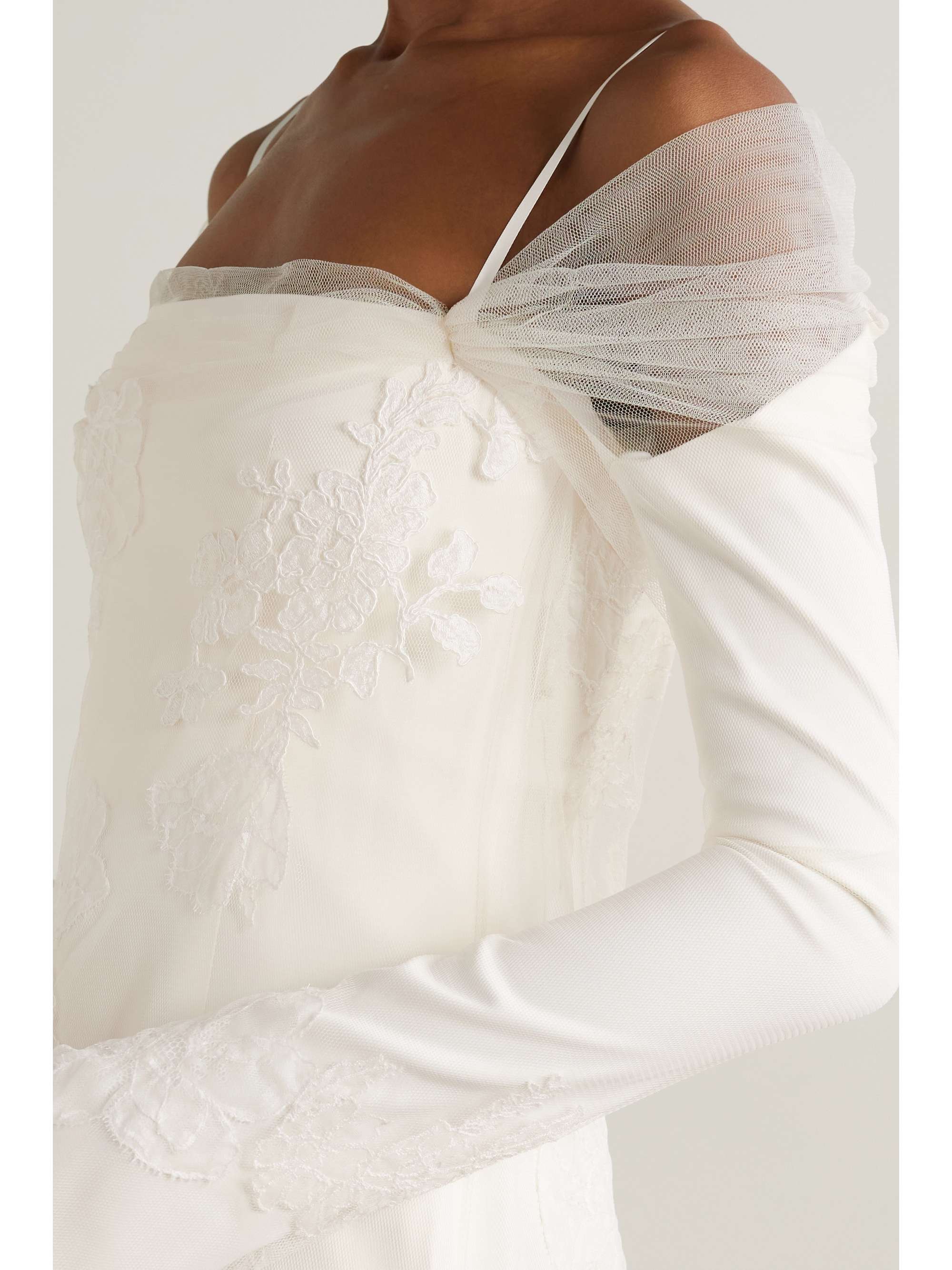 Lucy cold-shoulder lace-trimmed tulle and cady mini dress view