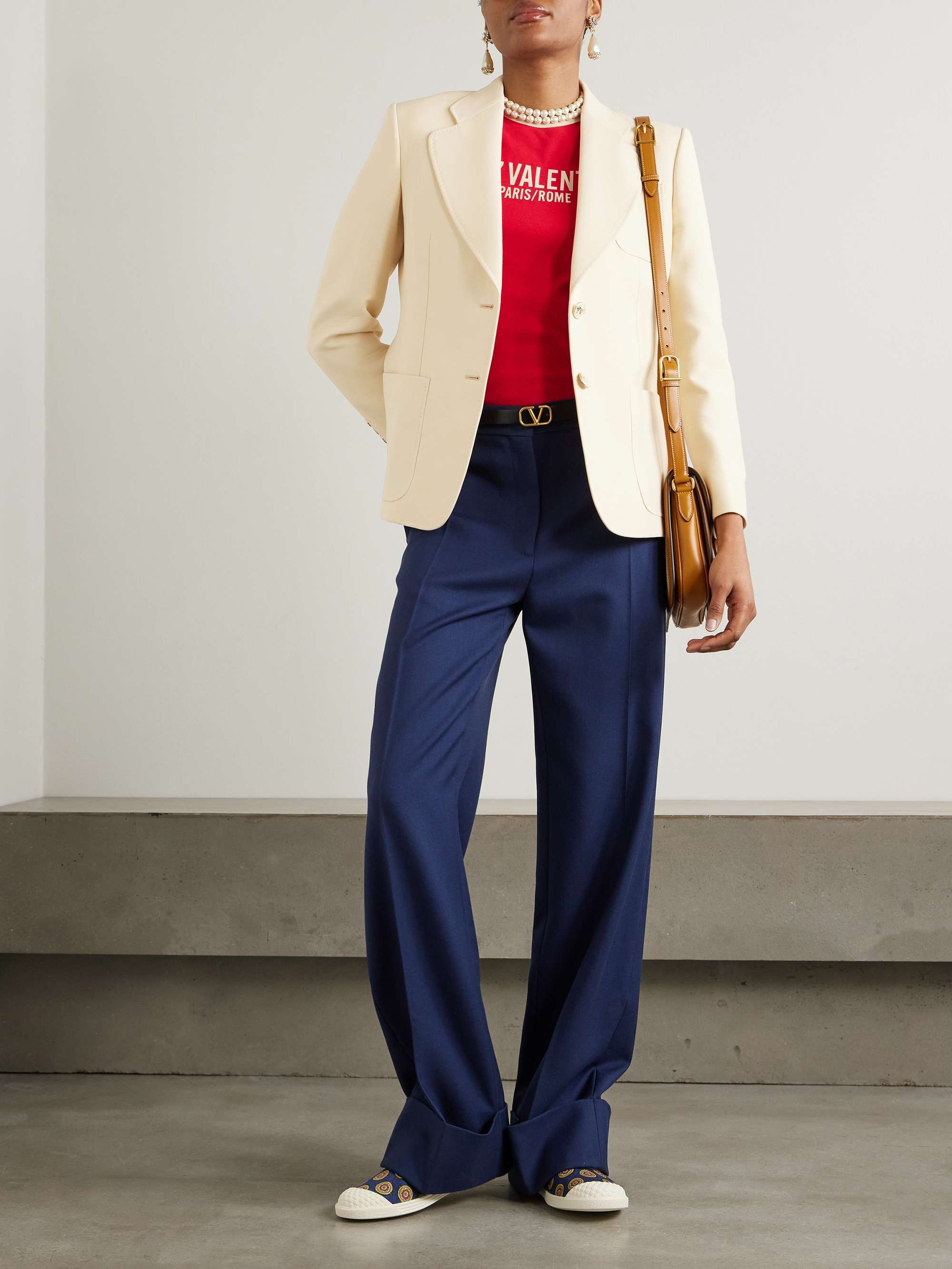 Wool and silk-blend crepe blazer view