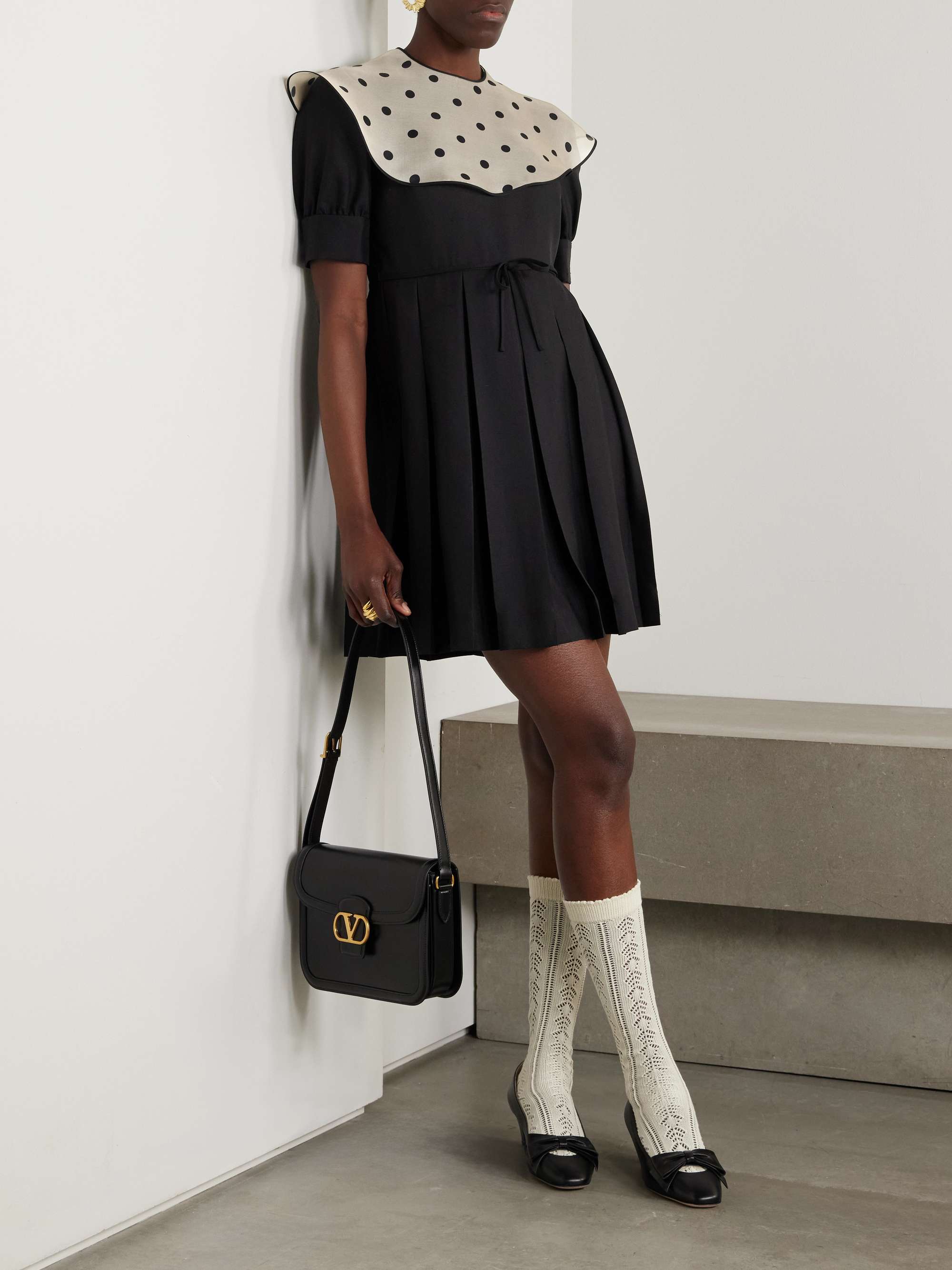 Polka-dot silk-shantung mini dress view