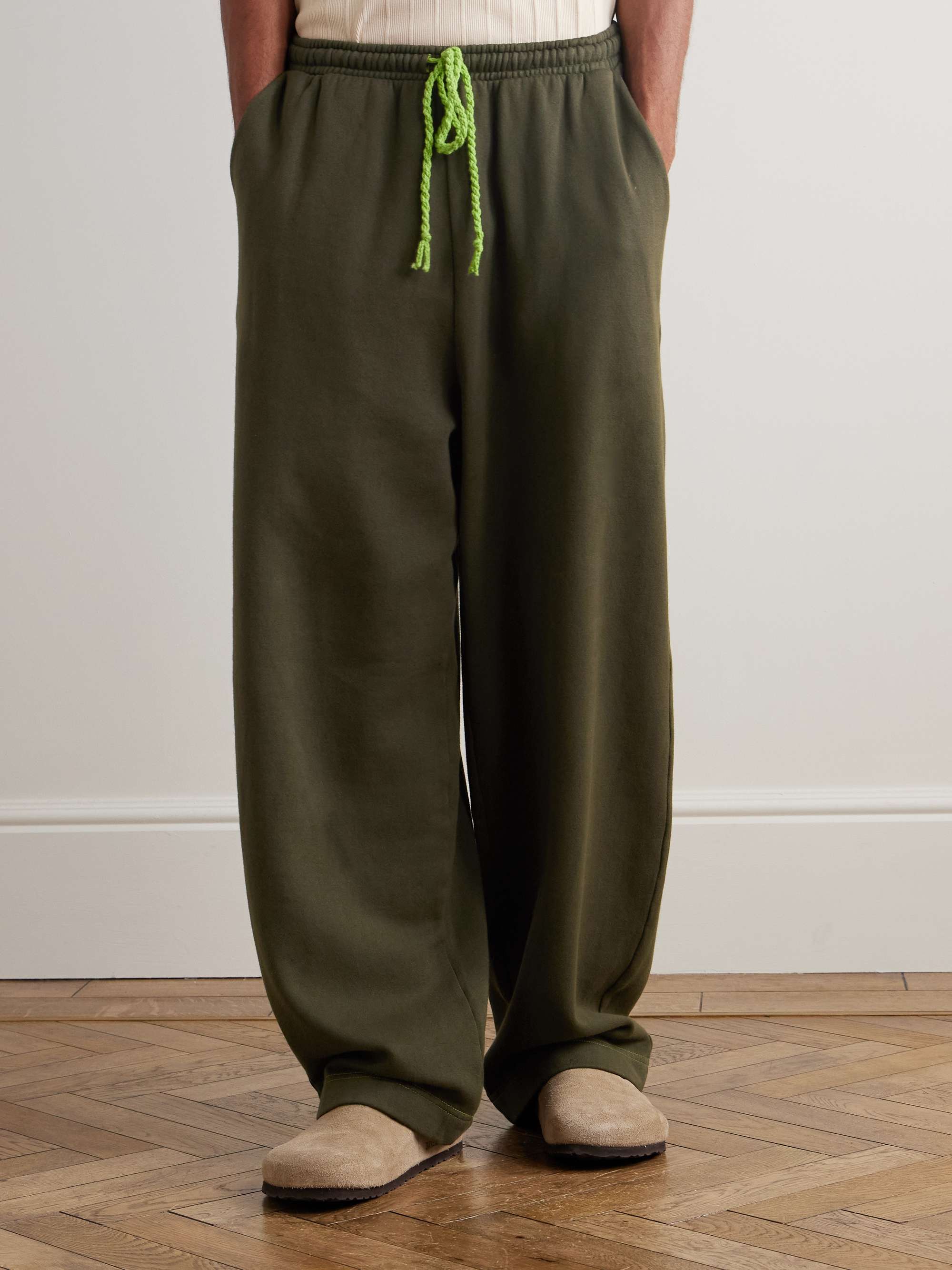Wide-Leg Cotton and Cashmere-Blend Jersey Sweatpants view