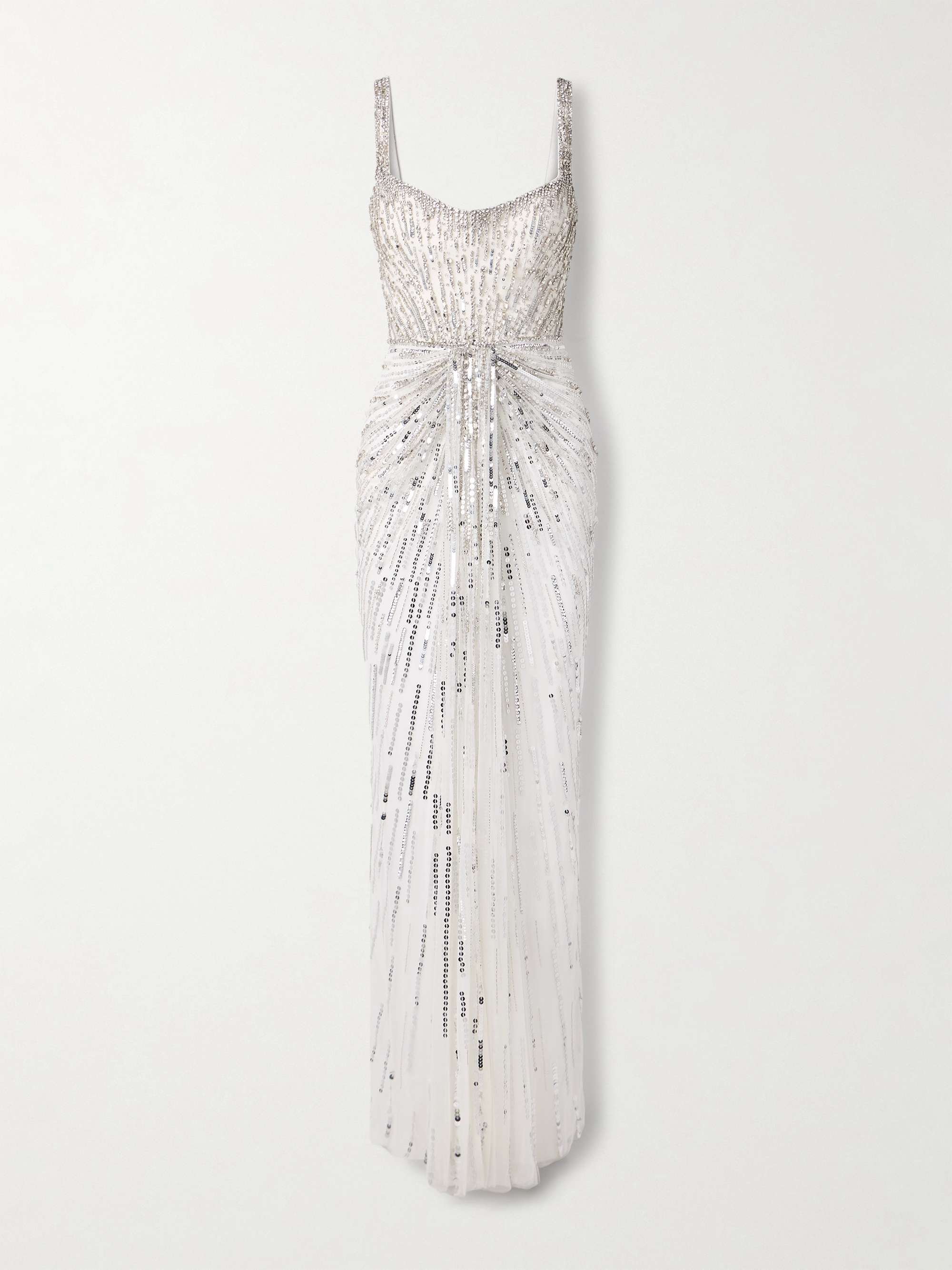 Chrissy draped embellished tulle gown view